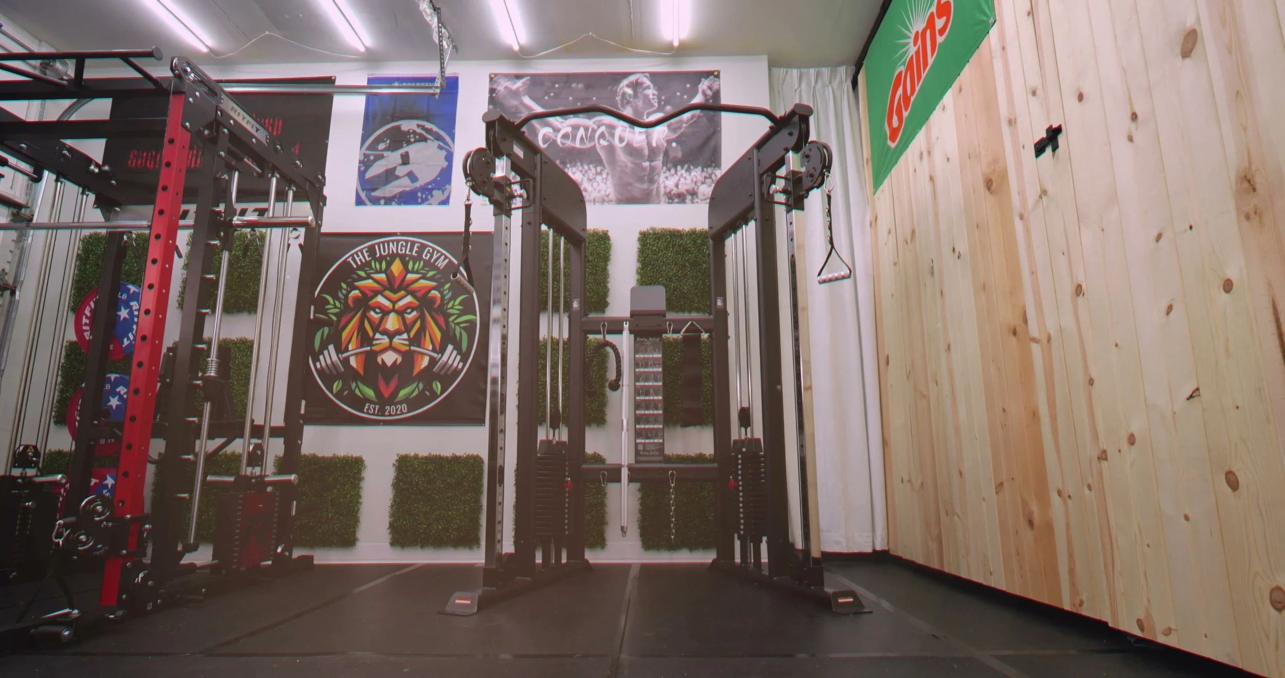 body solid gft100 functional trainer with dual weight stacks in home gym