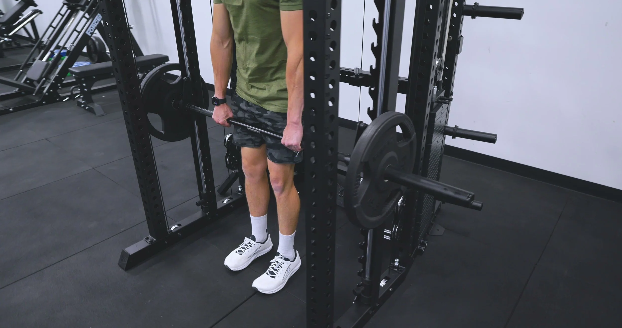 Force USA C20 blackout Smith bar with integrated locking and safety stops