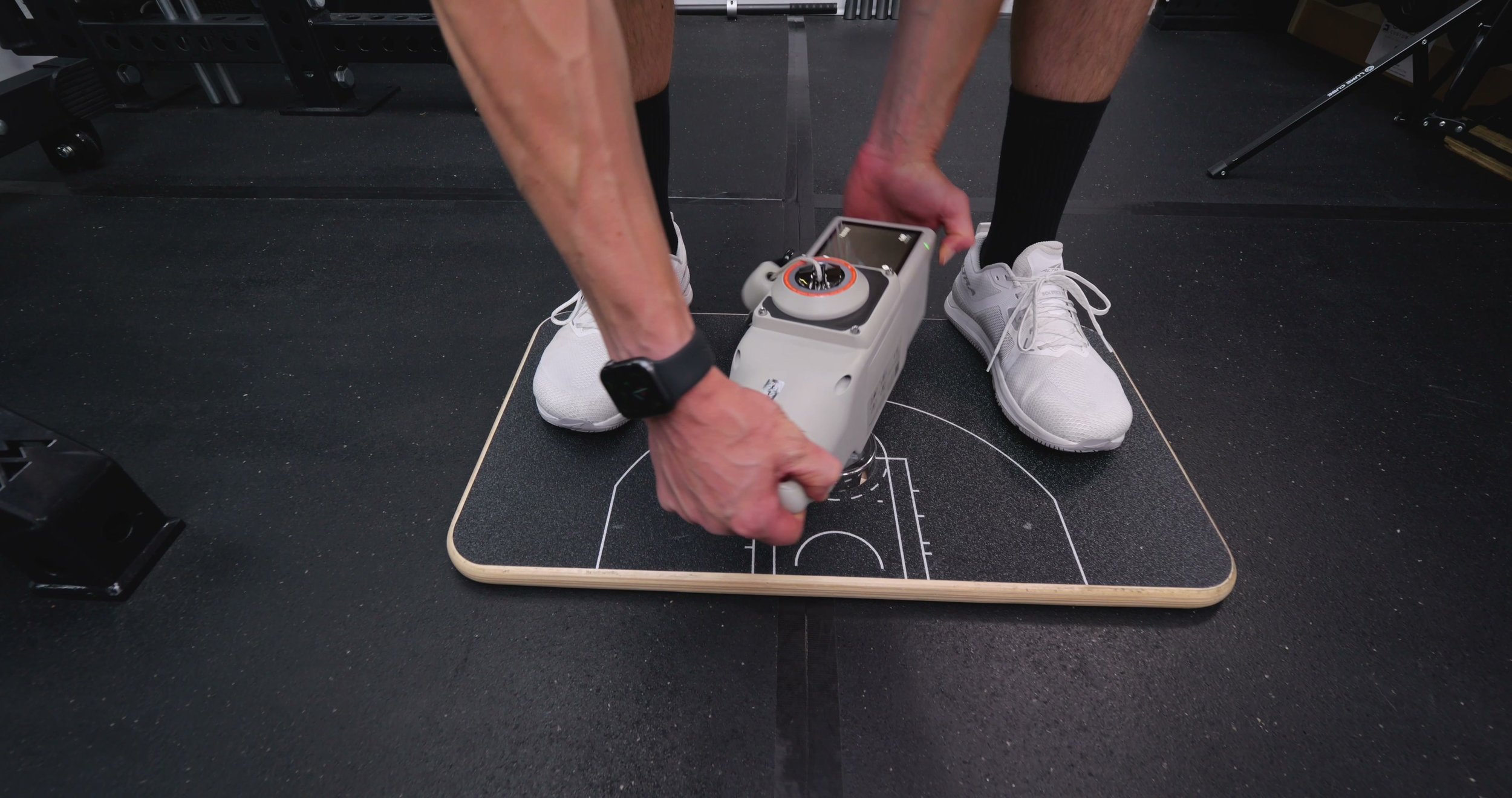 Beyond Power Voltra 1 detached from rack showing compact portable size