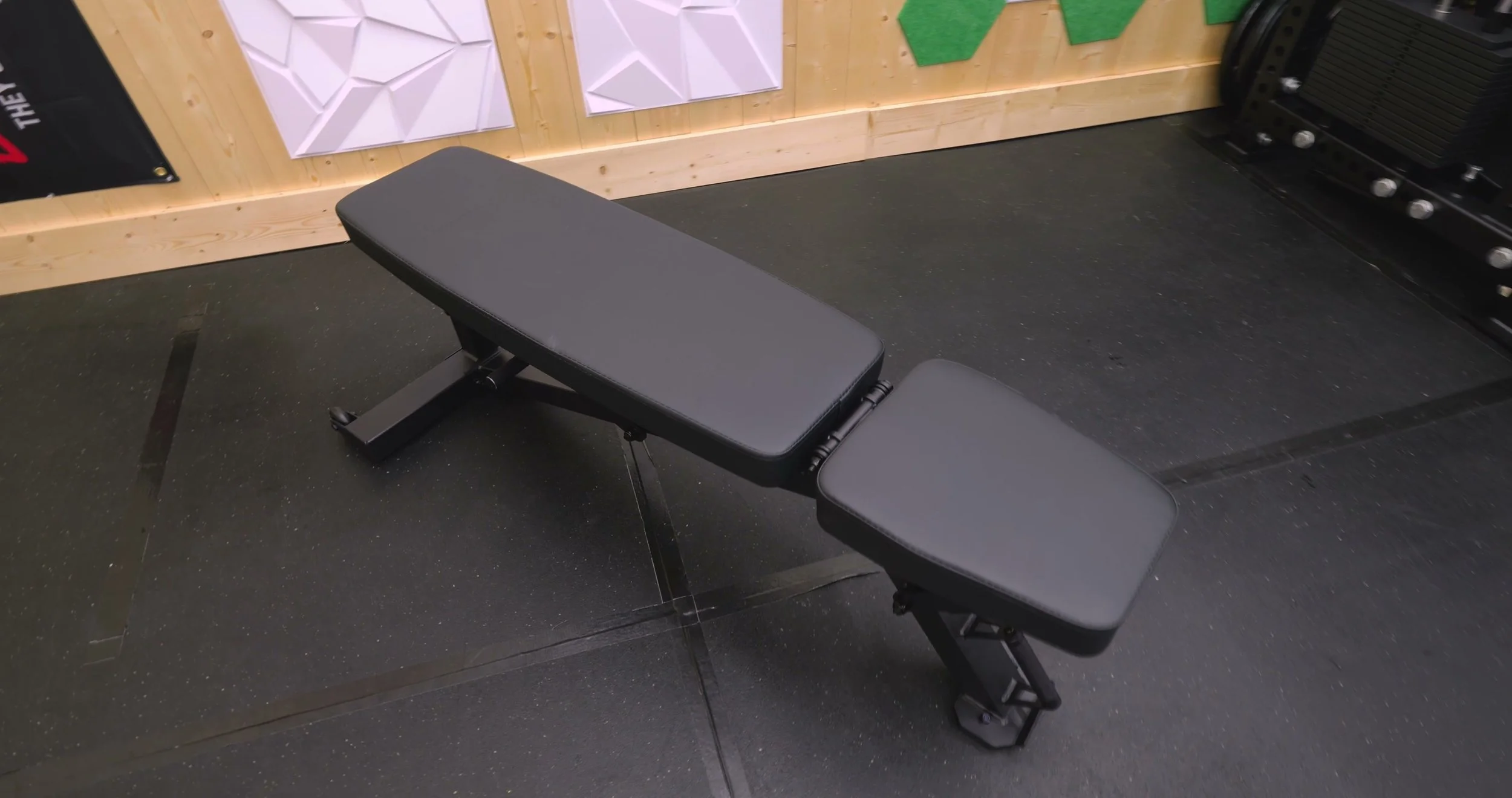 Close-up of PRX Stealth Bench padding and vinyl texture