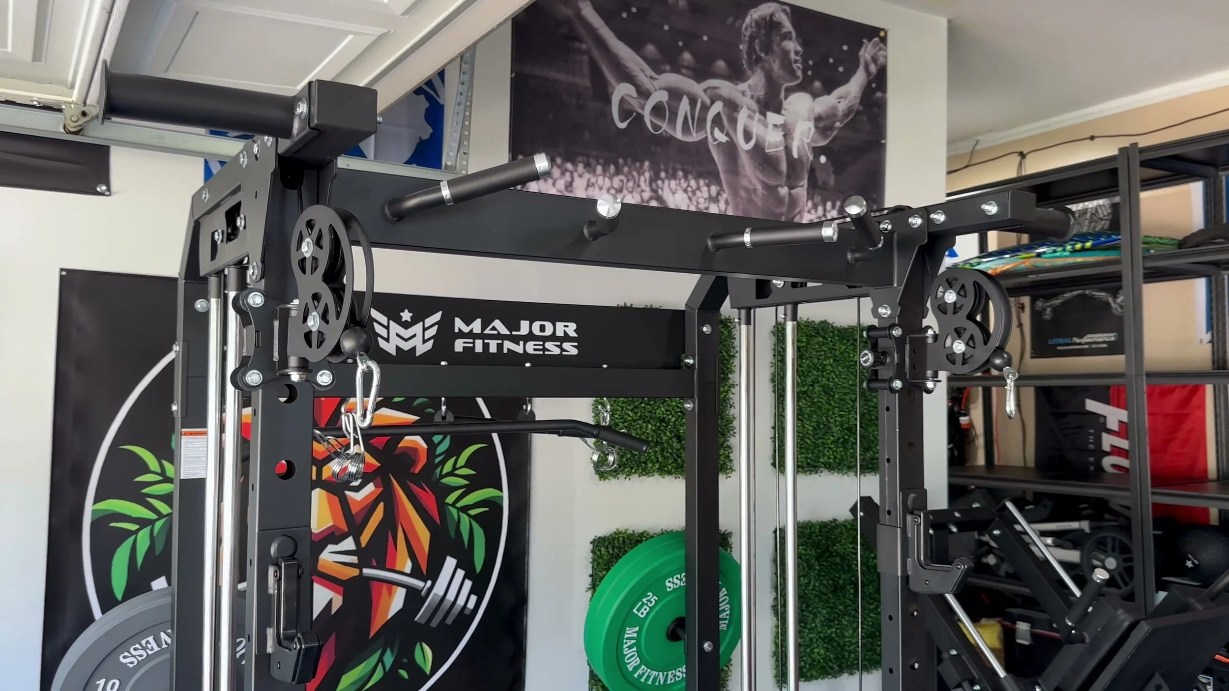 major fitness f22 plate loaded functional trainer side with weight horns
