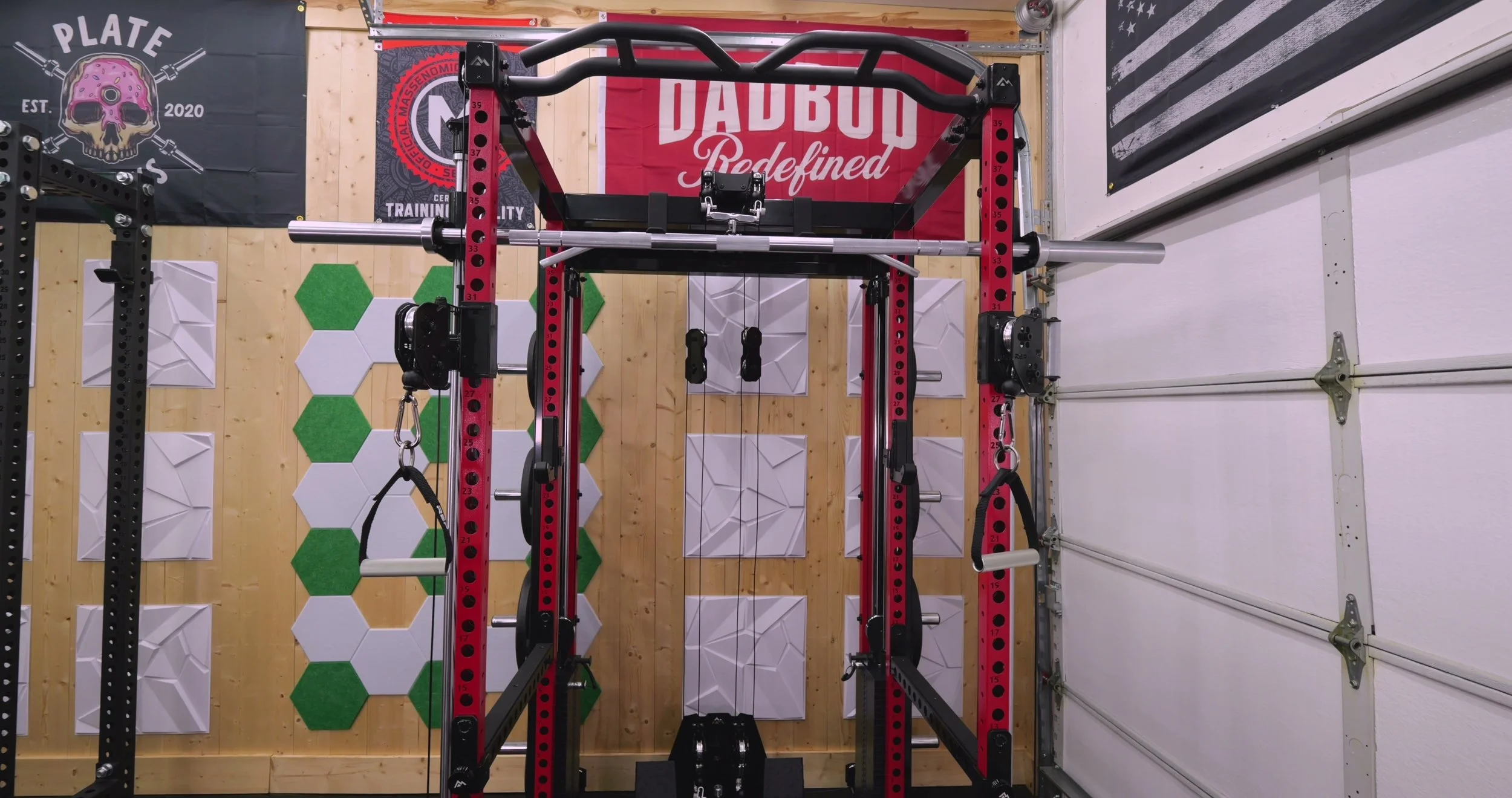 rep altitude rack with dual weight stacks and cable trolleys