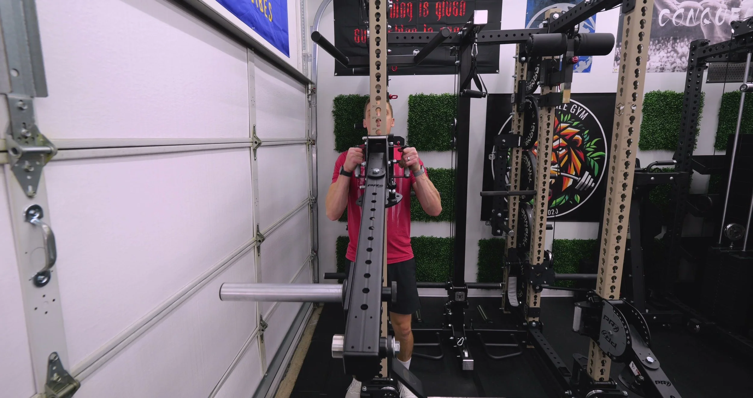 PRx Halo Arms locked in inward horizontal position for pressing