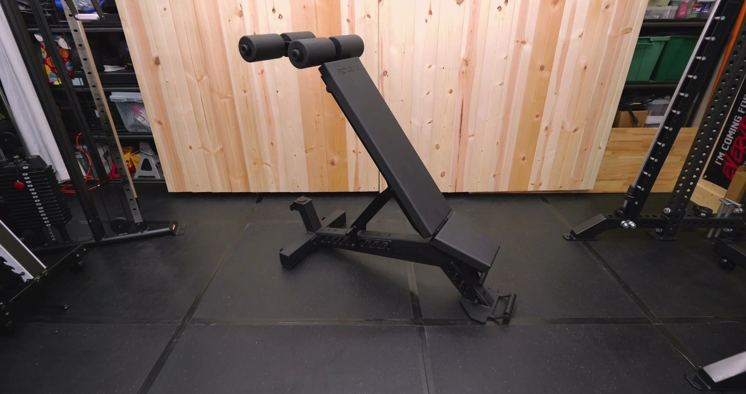 rogue manta ray adjustable bench side profile in home gym