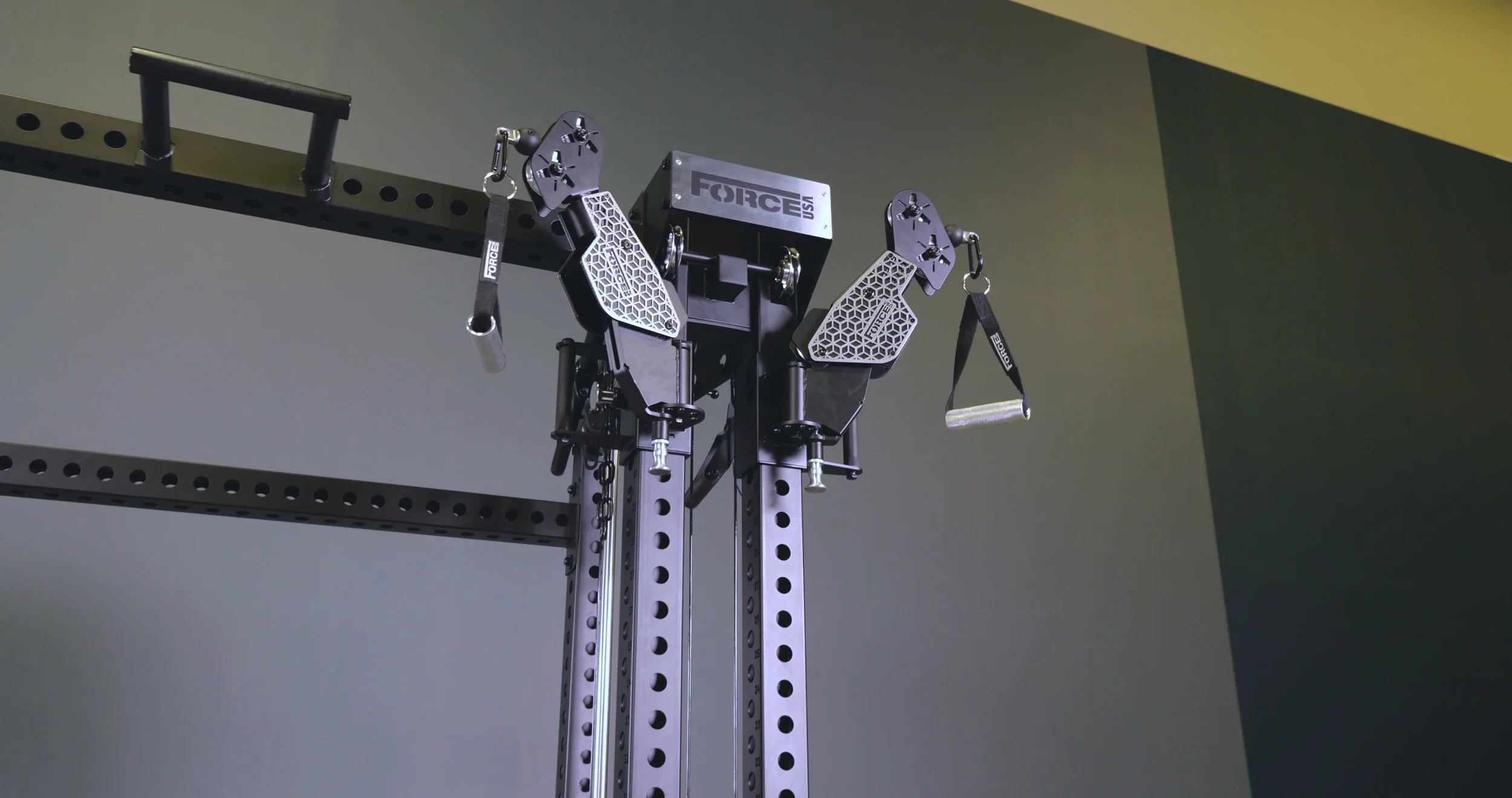 Articulating arms and trolley height window on Force USA Tandem Tower