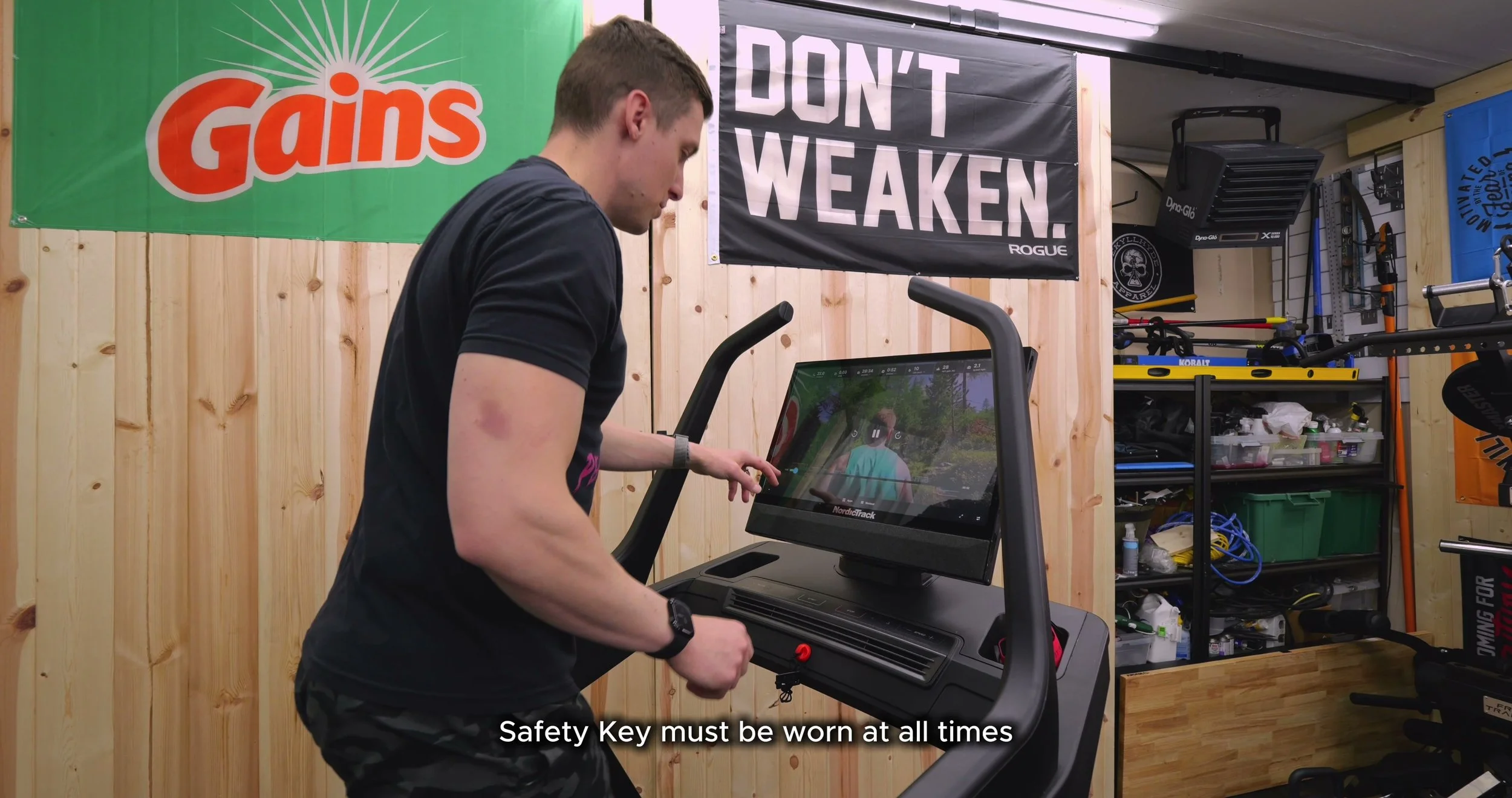 The 24-inch touchscreen on the NordicTrack X24 displaying an iFit virtual hike