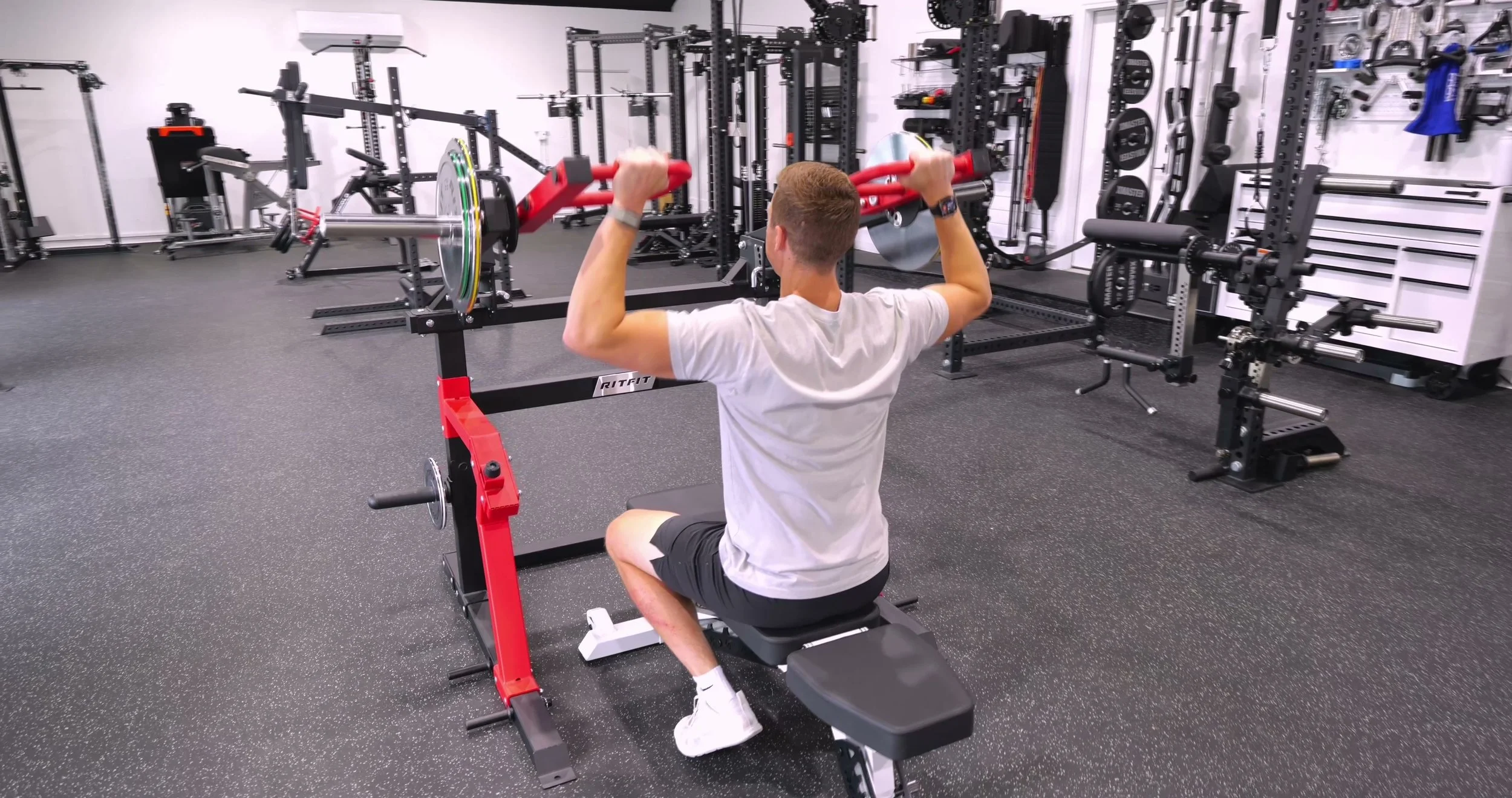 Michael demonstrating an incline press angle on the RitFit Gorilla