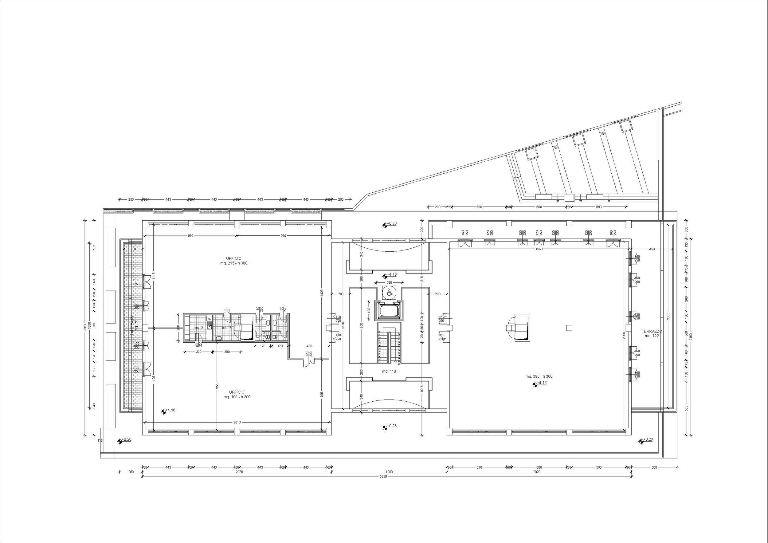 Architectural floor plan with labeled rooms, dimensions, and structural details.
