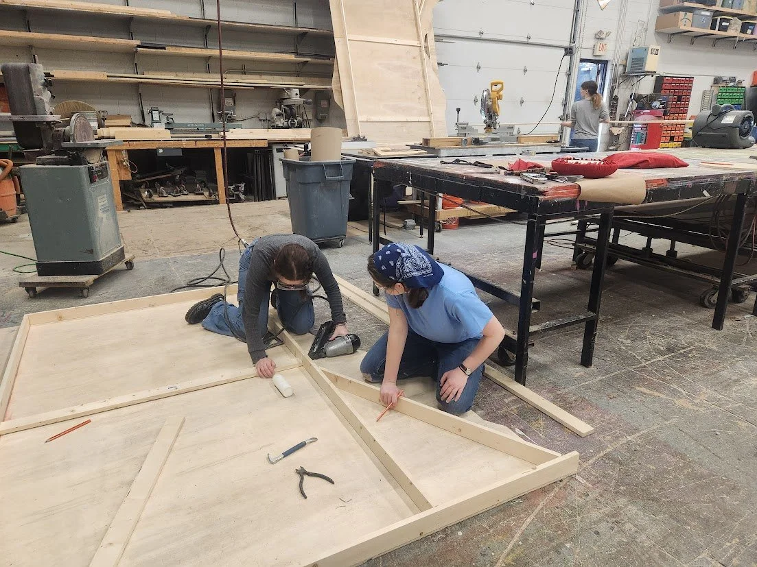 Carpenters framing out the mountians