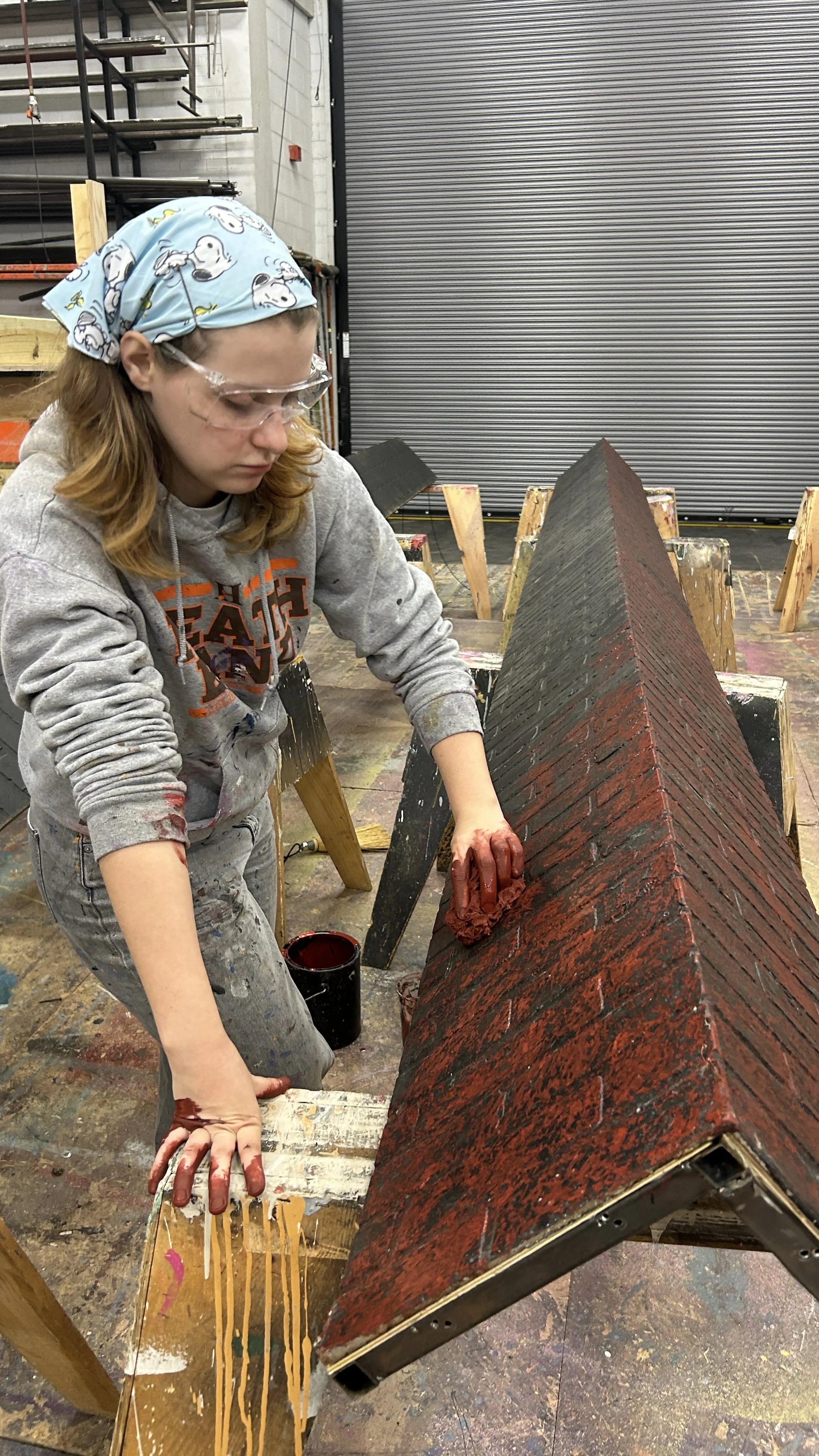 Sponging texture onto bricks