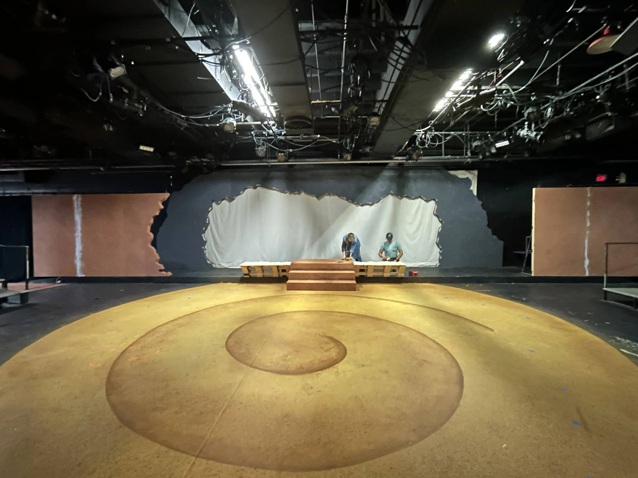 Progress photo while crew members are working 