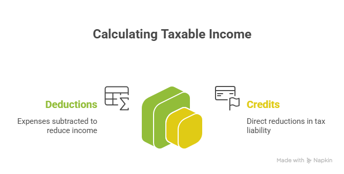 The image shows what is federal income tax liability is from total income to taxable