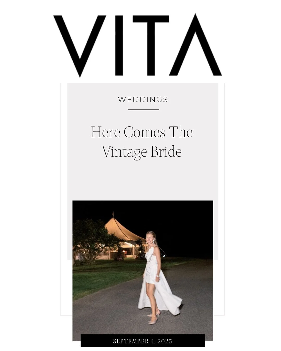 Spoke to @_vitamagazine about all things vintage bridal 👰🏼&zwj;♀️ Reminisced on my own vintage bridal moment and shared my passion for sourcing including some incredible finds, including a vintage Chloe for client @laurenkyle1 &lsquo;s wedding in M