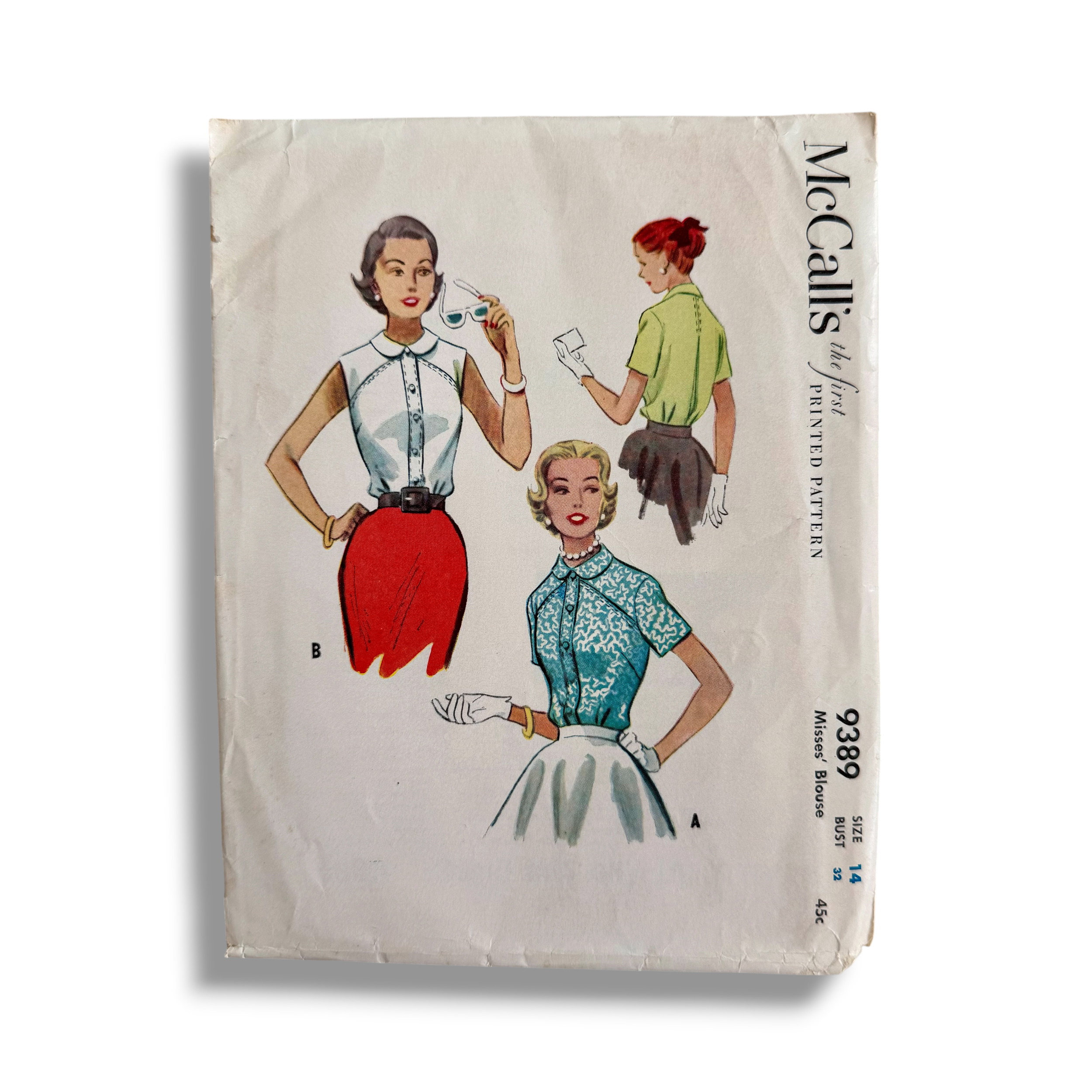 McCall's 9389, 50s Blouse, Size 14 Bust 32, Cut & Complete, Vintage Sewing Pattern1.PNG