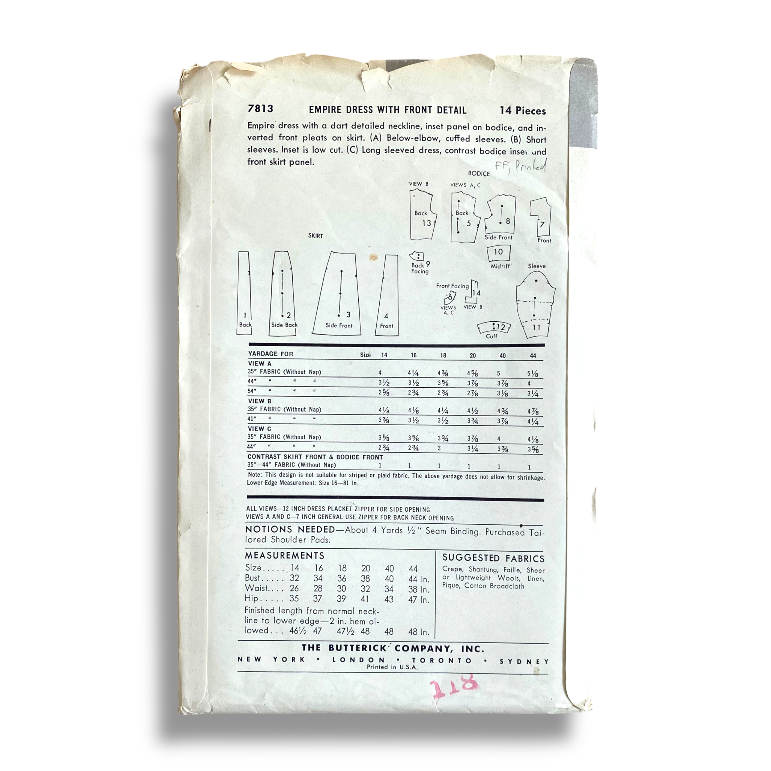 Butterick 7813, 50s Dress, Size 18:36, Cut & Complete, Vintage Sewing Pattern2.png