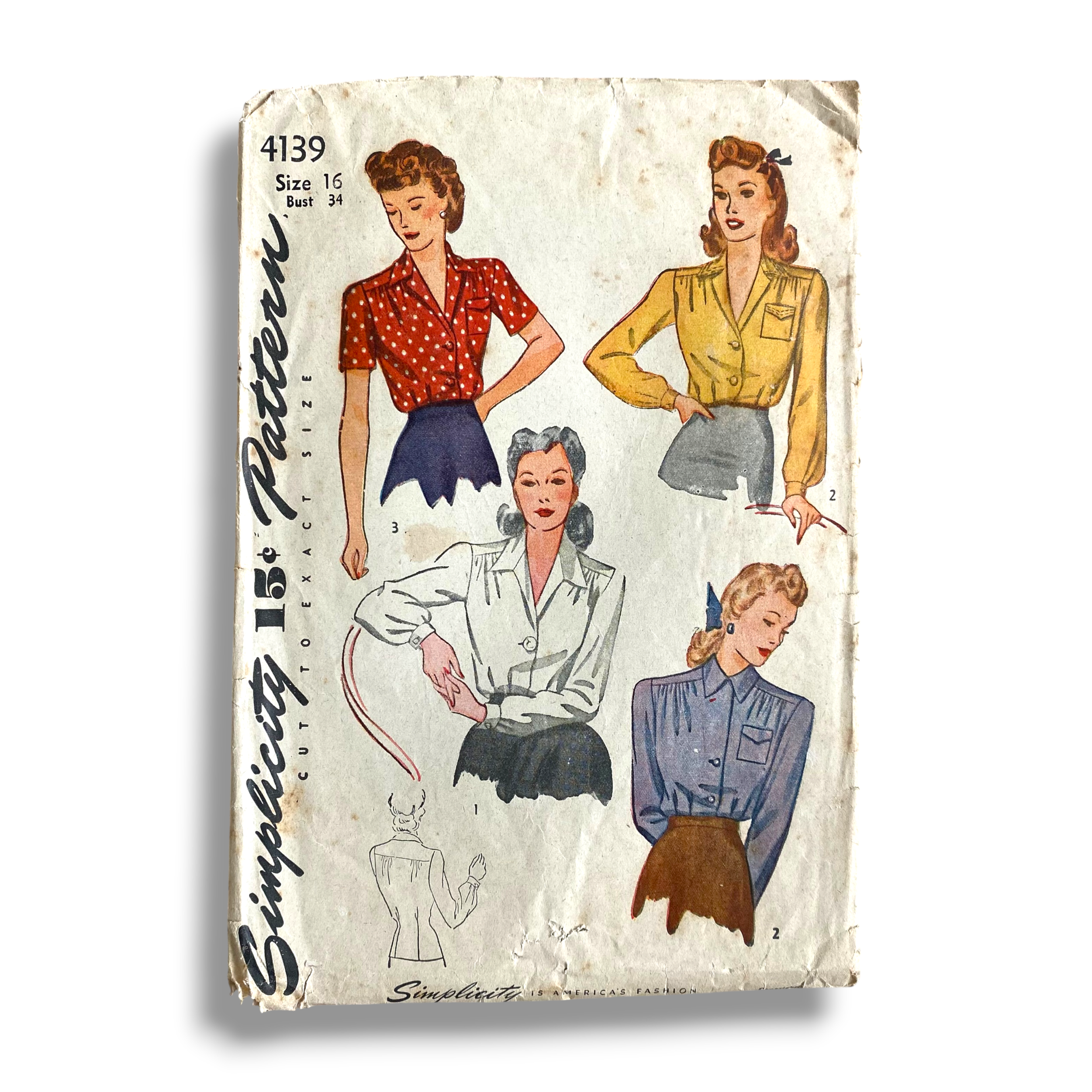 Simplicity 4139, 40s Blouse Set, Size 16:34, Cut & Complete, Vintage Sewing Pattern0.PNG