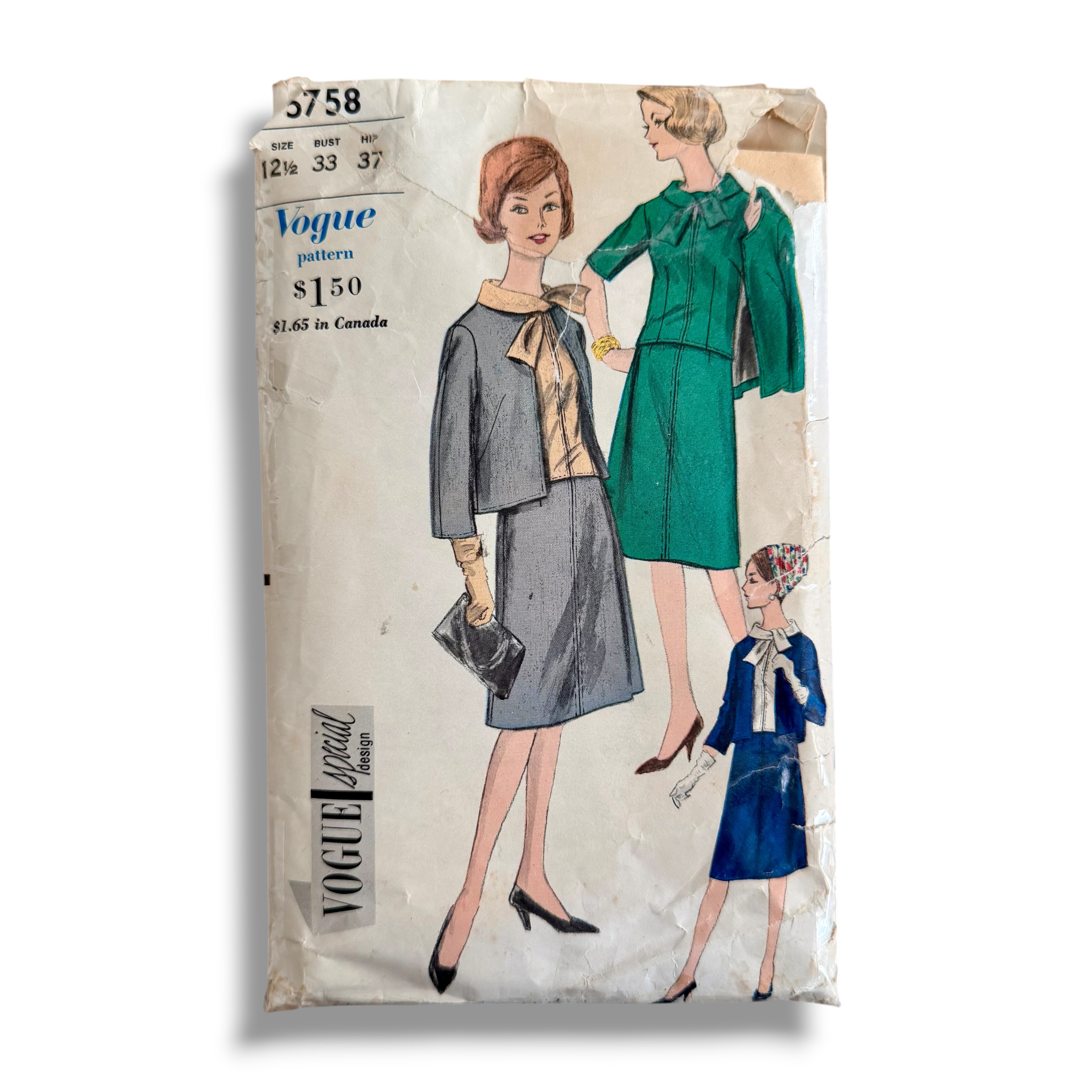 Vogue 5758, 60s Dress & Jacket, Size 12.5 Bust 33 Hip 37, Cut & Complete, Vintage Sewing Pattern