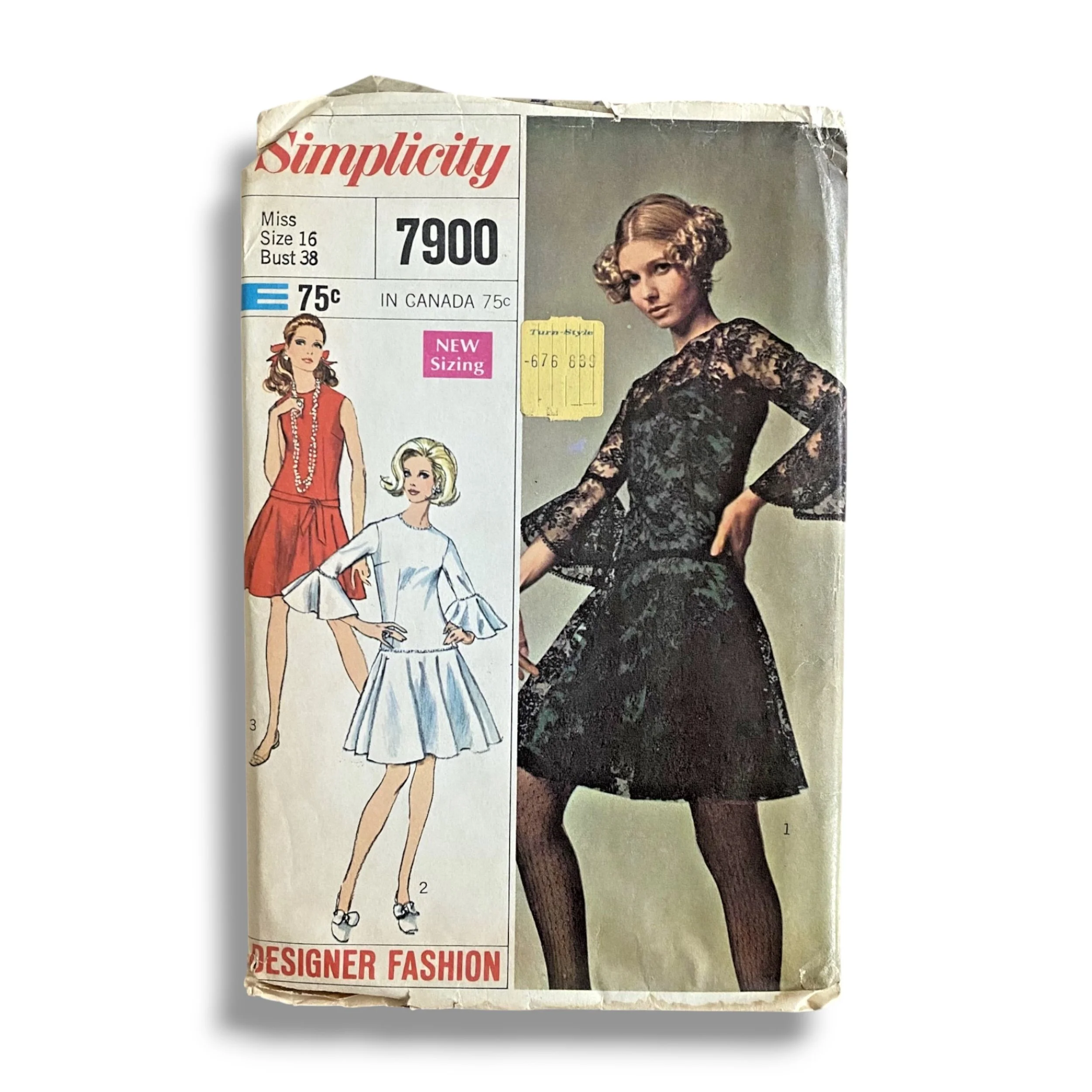 Simplicity 7900, 60s Dress:Slip, Size 16:38, Factory Folded, Vintage Sewing Pattern.jpg