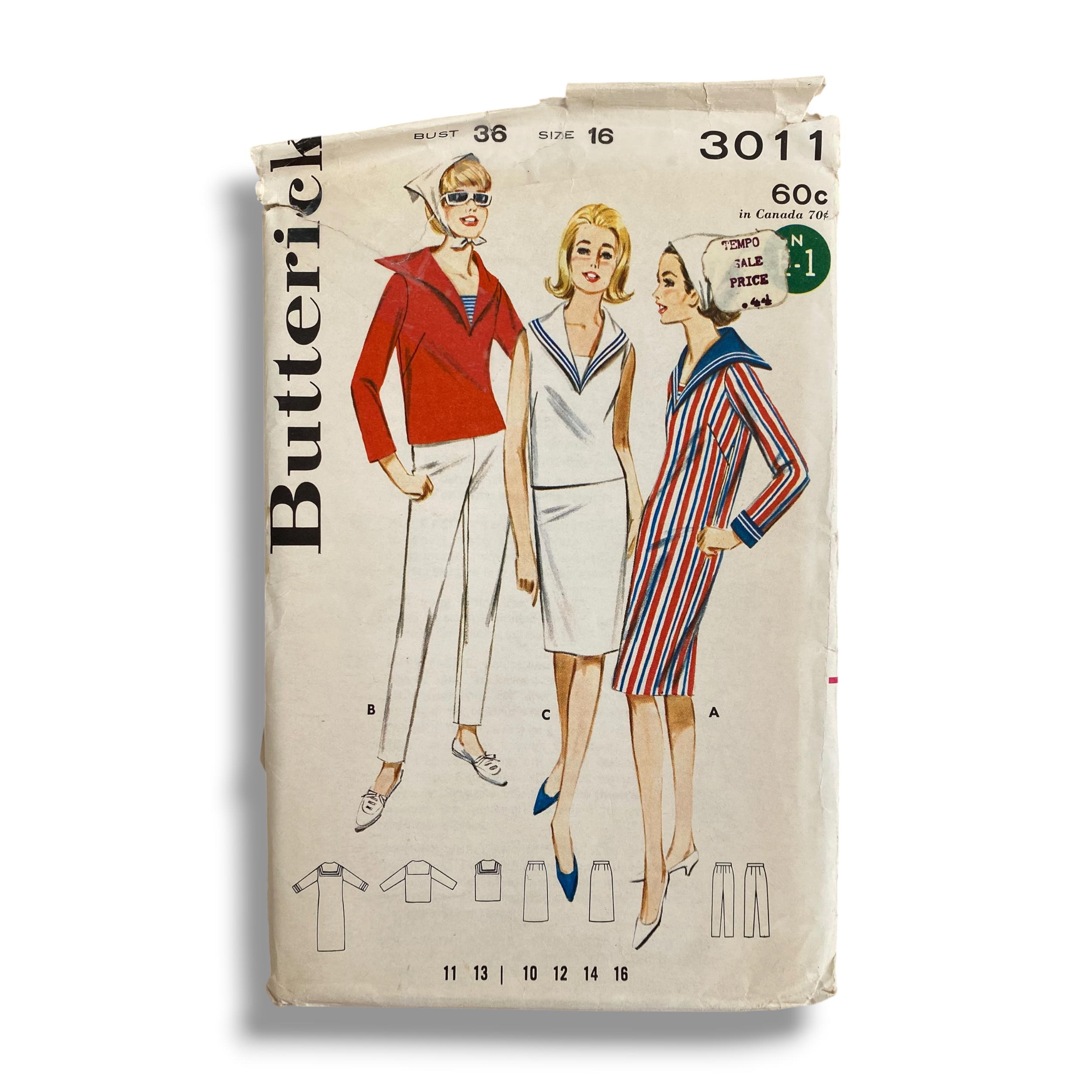 Butterick 3011, 60s Dress:Overblouse, Size 16:36, Factory Folded, Vintage Sewing Pattern0.PNG