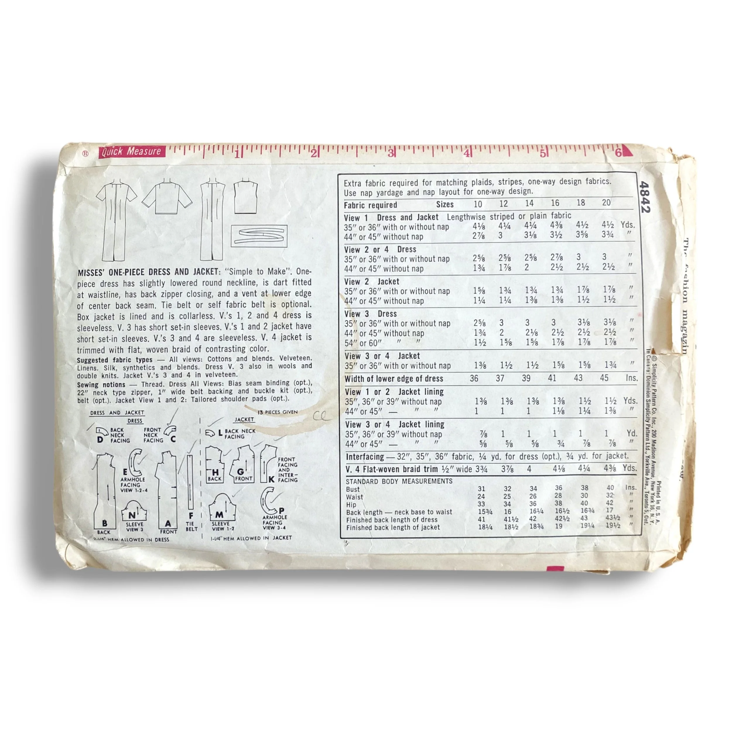 Simplicity 4842, 60s Dress:Jacket, Size 10:31, Cut & Complete, Vintage Sewing Pattern1.jpg