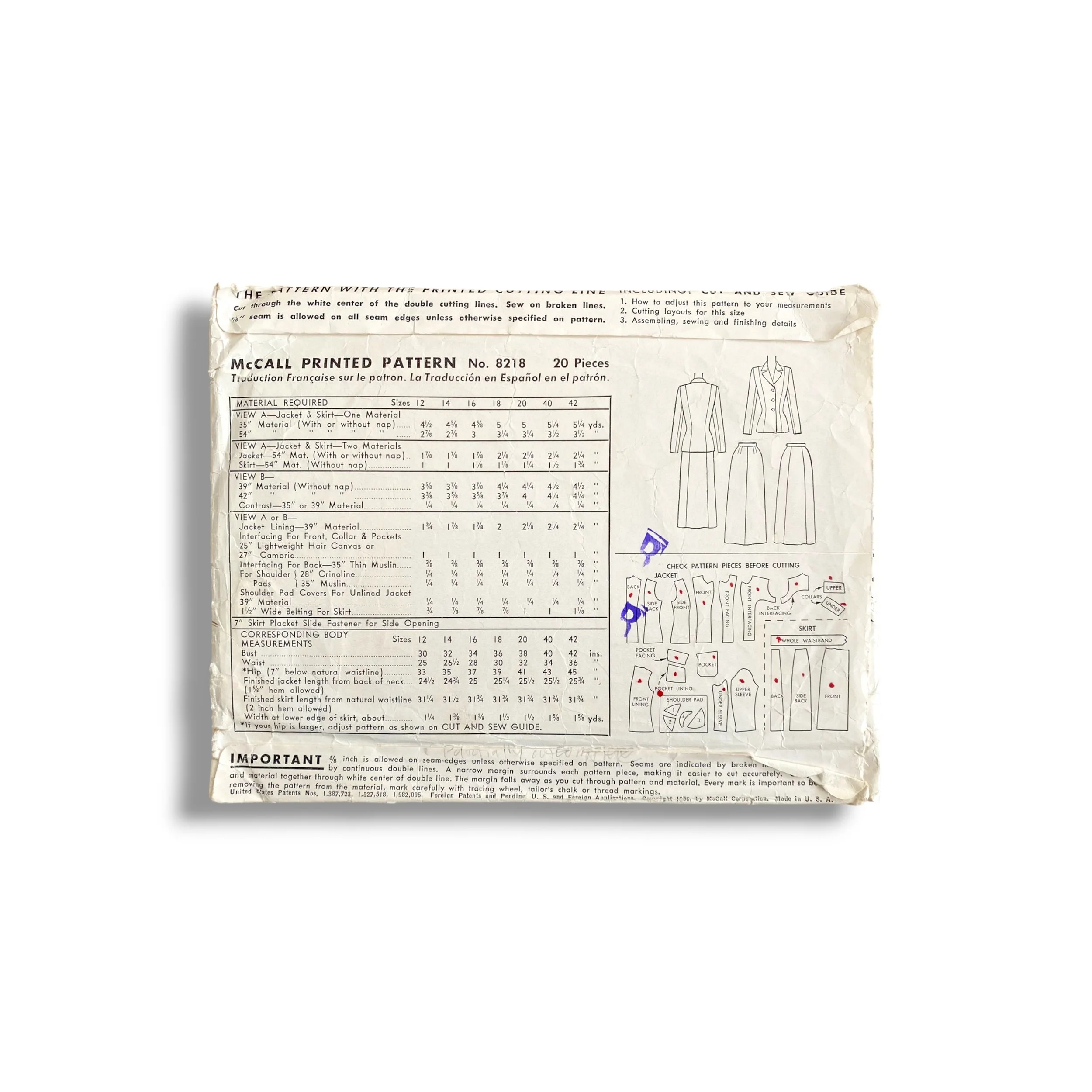 McCall 8218, 50s Suit, Size 20:38, Cut & Complete, Vintage Sewing Pattern1.jpg