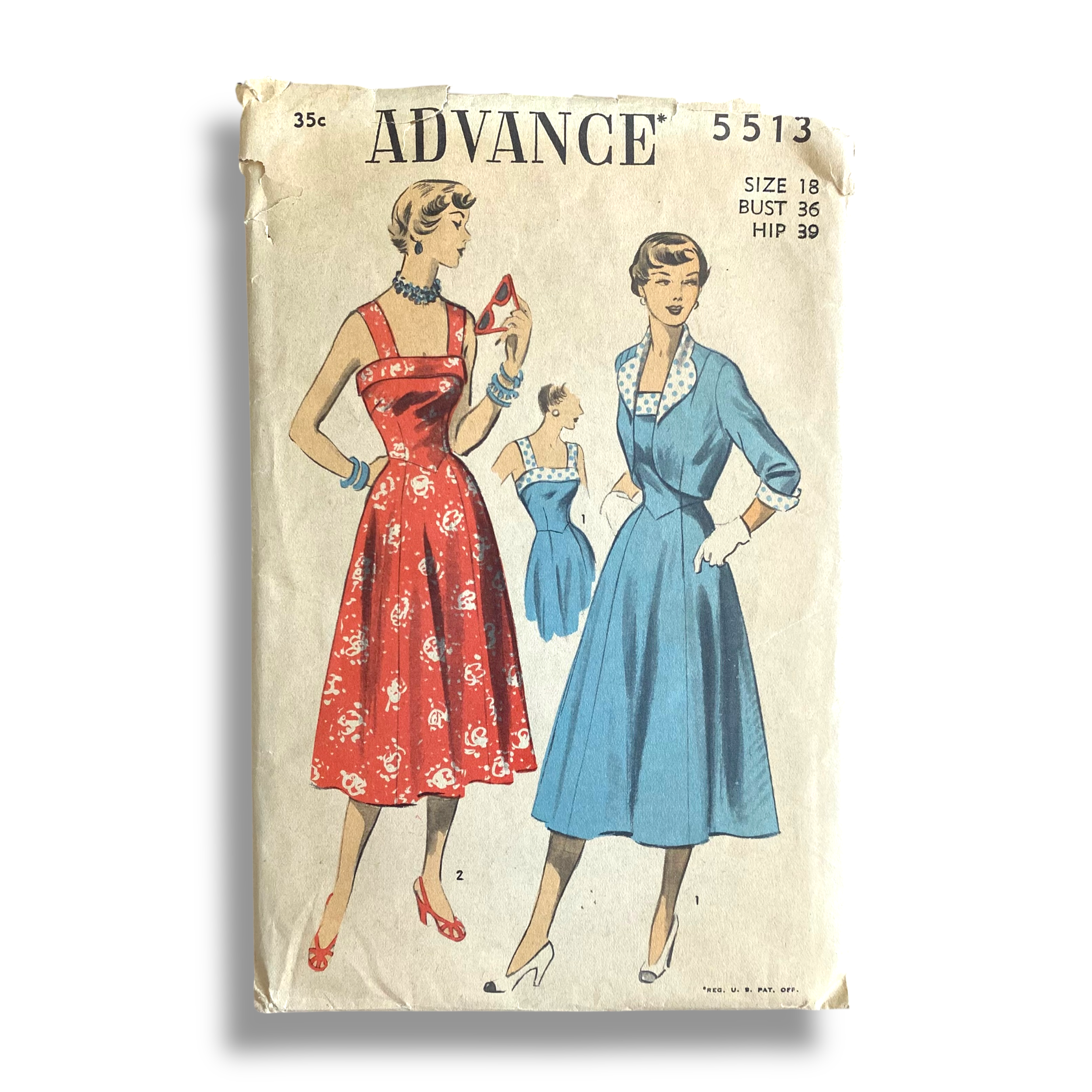 Advance 5513, 50s Dress:Bolero, Size 18:36:39, Cut & Complete, Vintage Sewing Pattern1.png