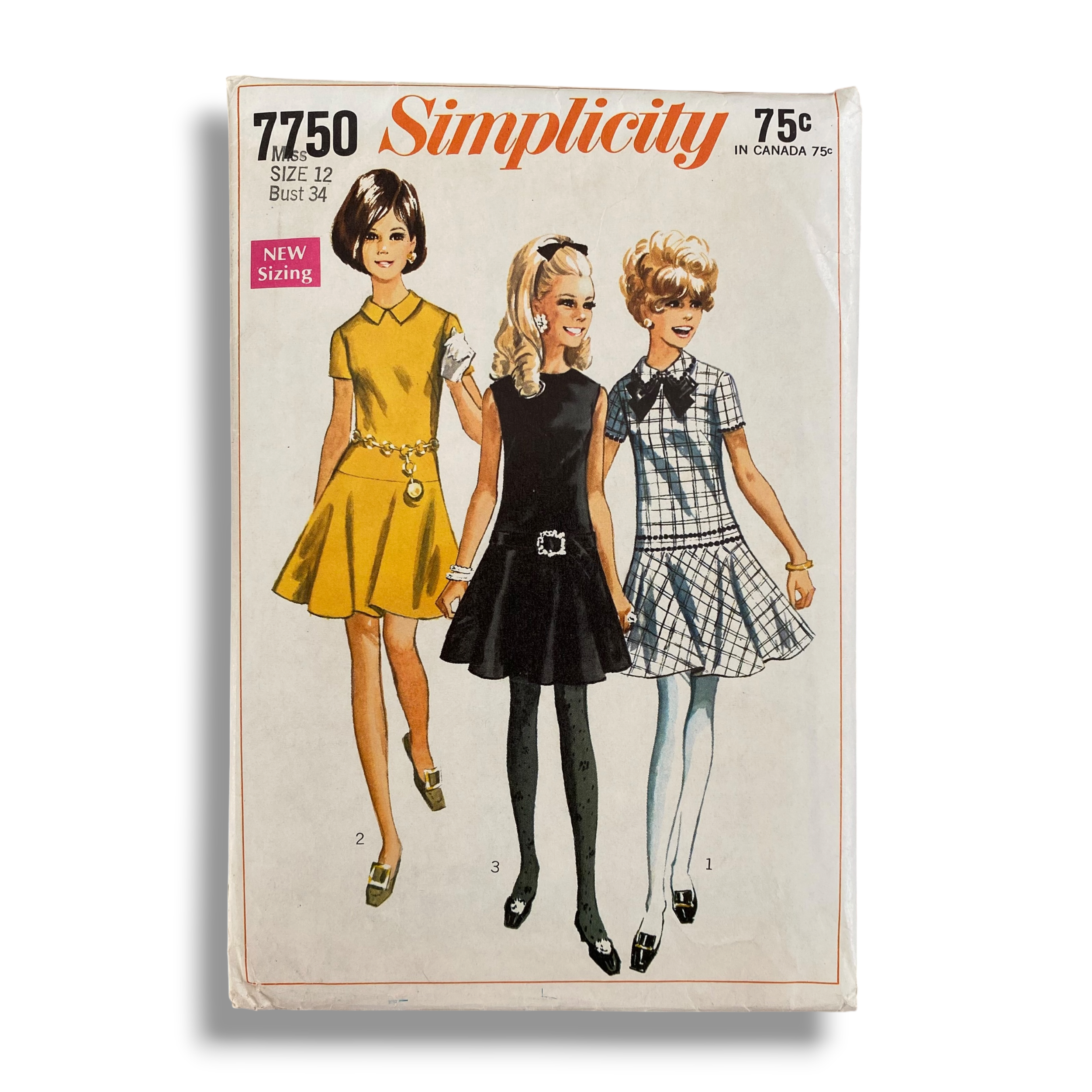 Simplicity 7750, 60s Dress, Size 12/34, Cut & Complete, Vintage Sewing Pattern