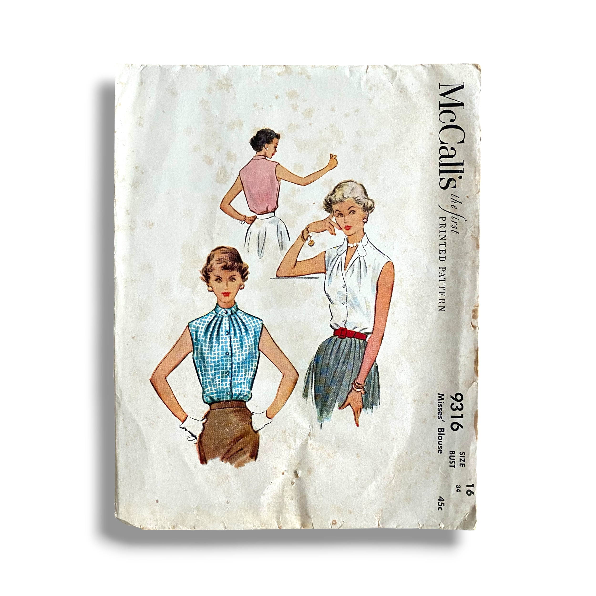 McCalls 9316, 50s Blouse, Size 16:34, Cut & Complete, Vintage Sewing Pattern0.PNG