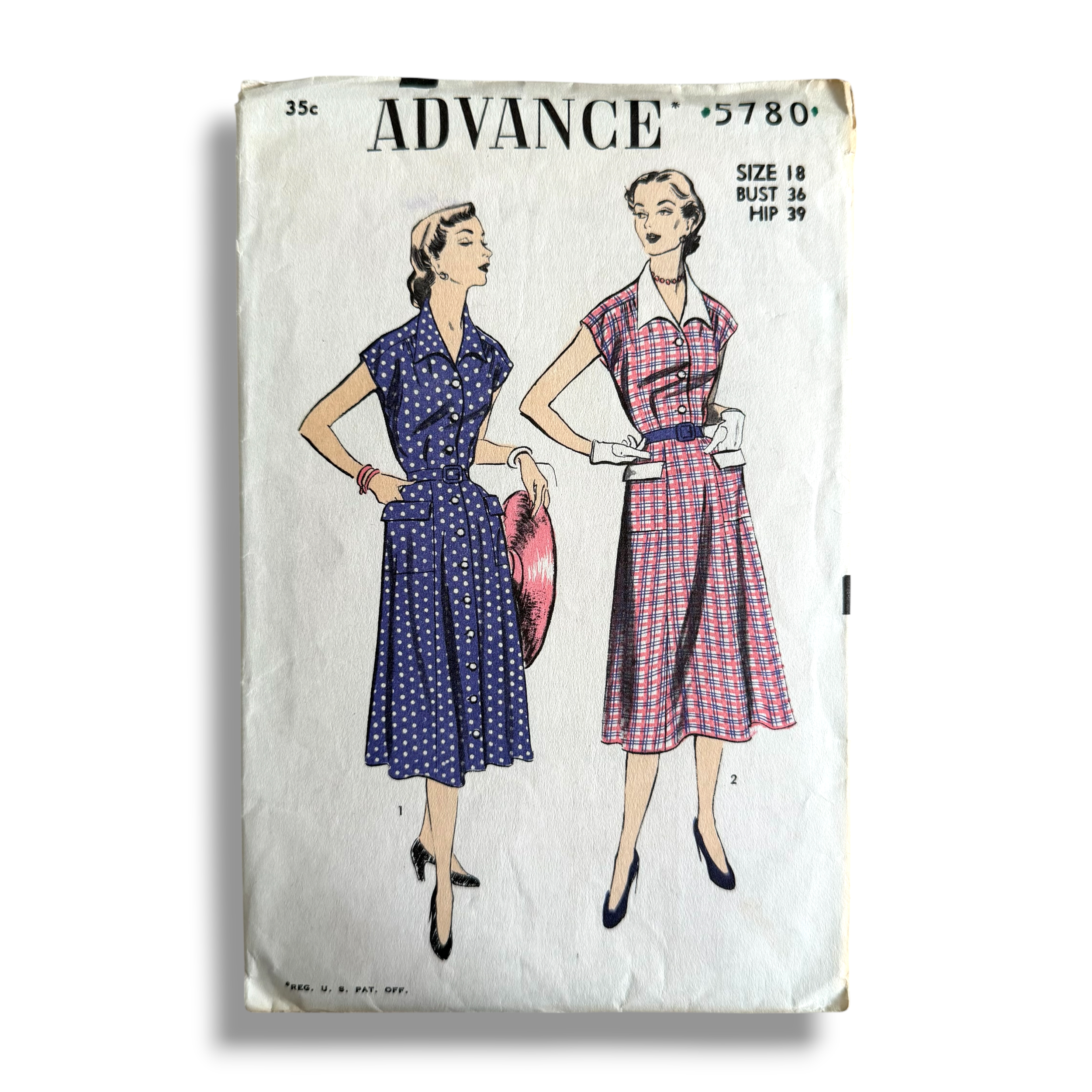 Advance 5780, 50s Dress, Size 18/36/39, Cut & Complete, Vintage Sewing Pattern