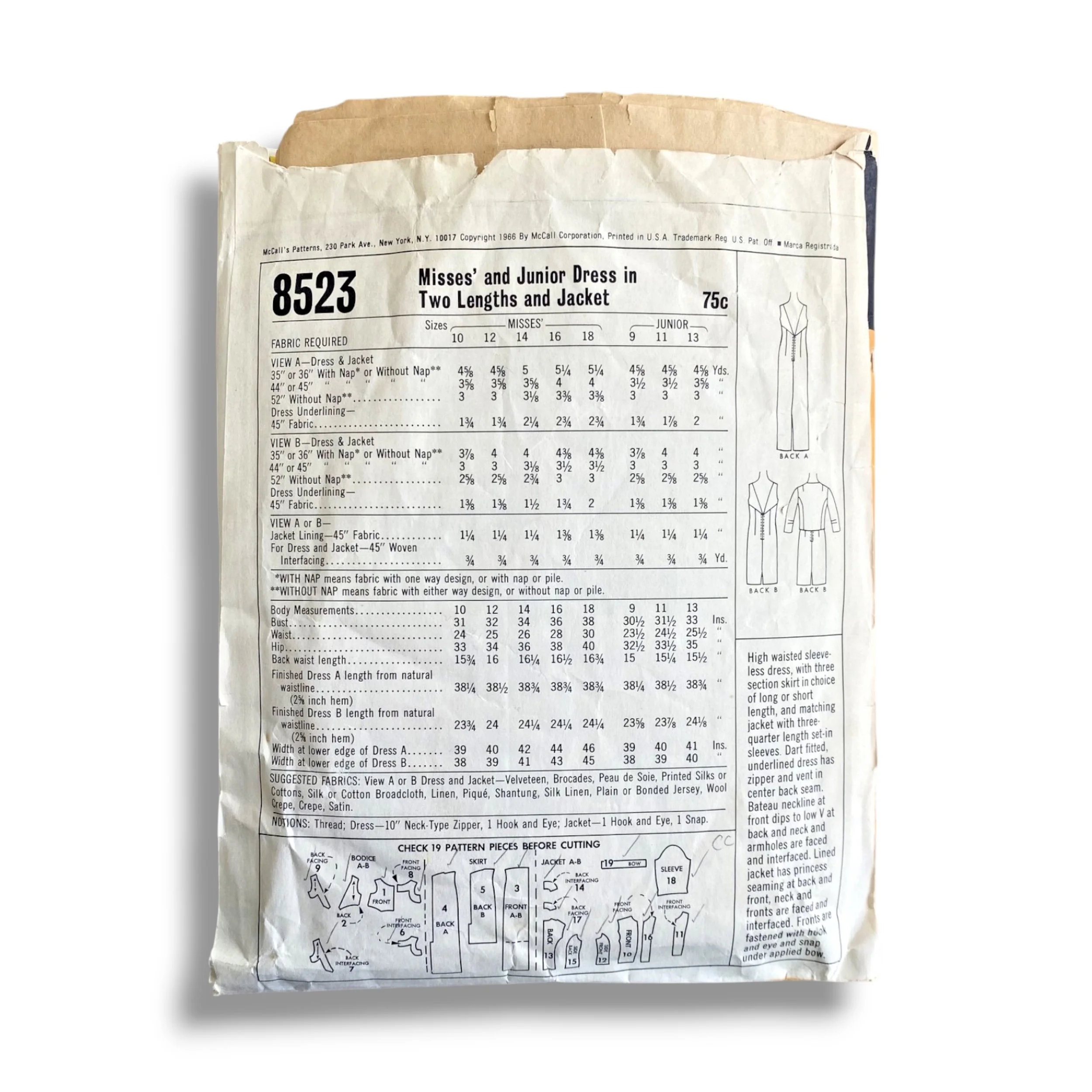 McCalls 8523, 60s Dress:Jacket, Size 10:31, Cut & Complete, Vintage Sewing Pattern1.jpg