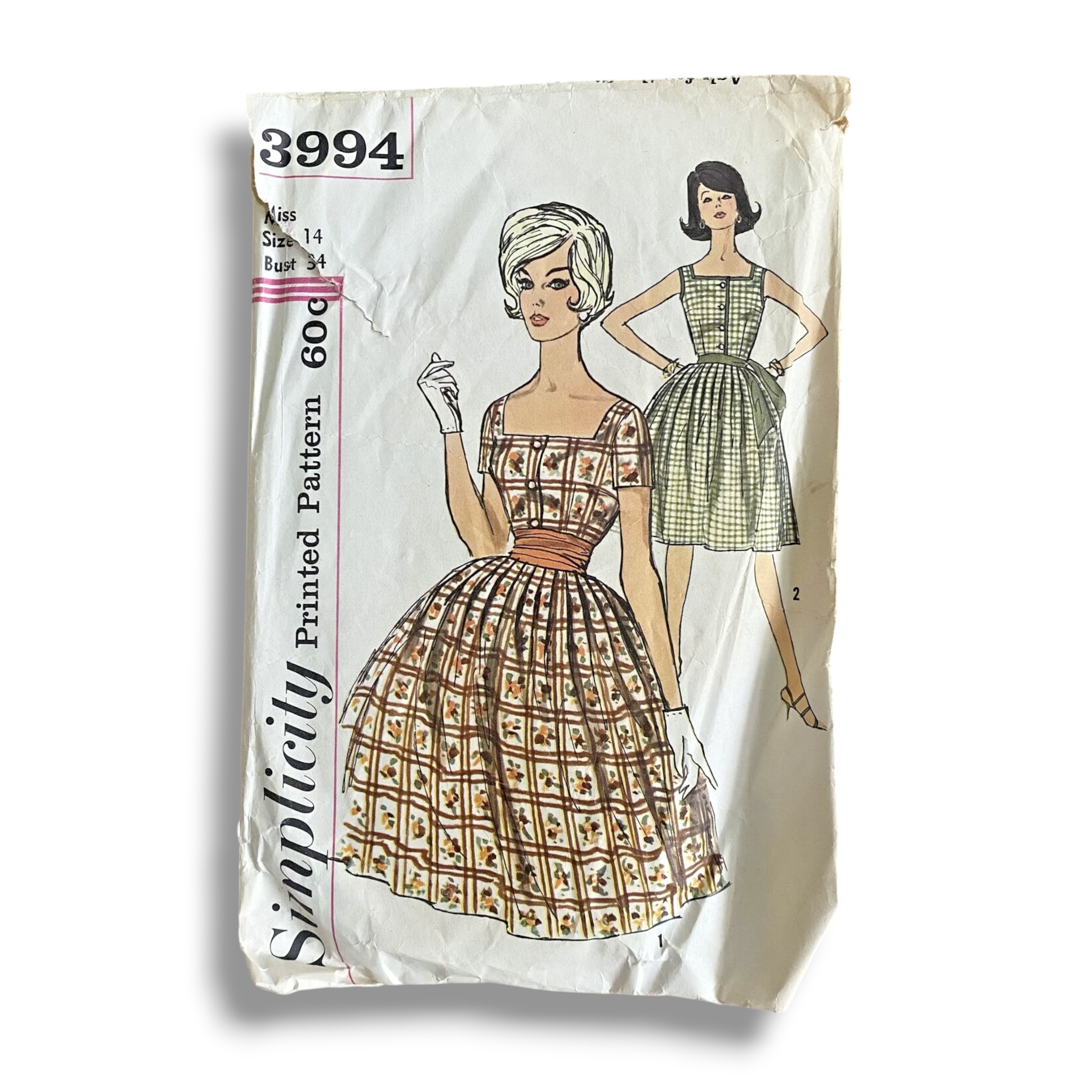 Simplicity 3994, 60s Dress, Size 14:34, Cut & Complete, Vintage Sewing Pattern.PNG