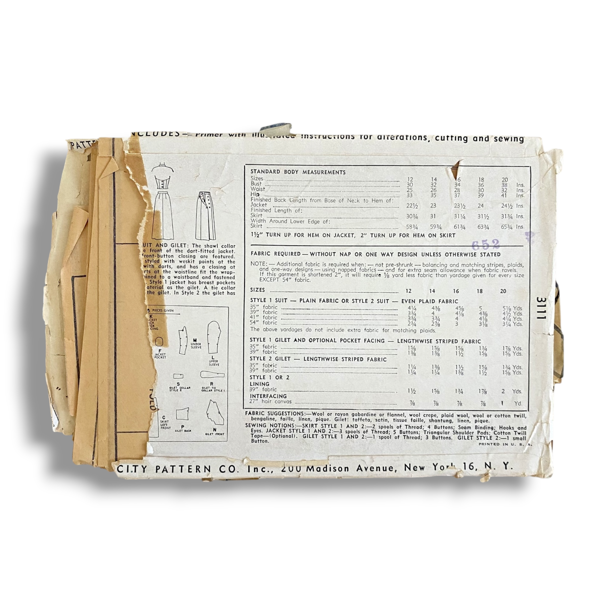 Simplicity 3111, 40s Suit:Gilet, Size 12:30, Cut & Complete, Vintage Sewing Pattern1.PNG