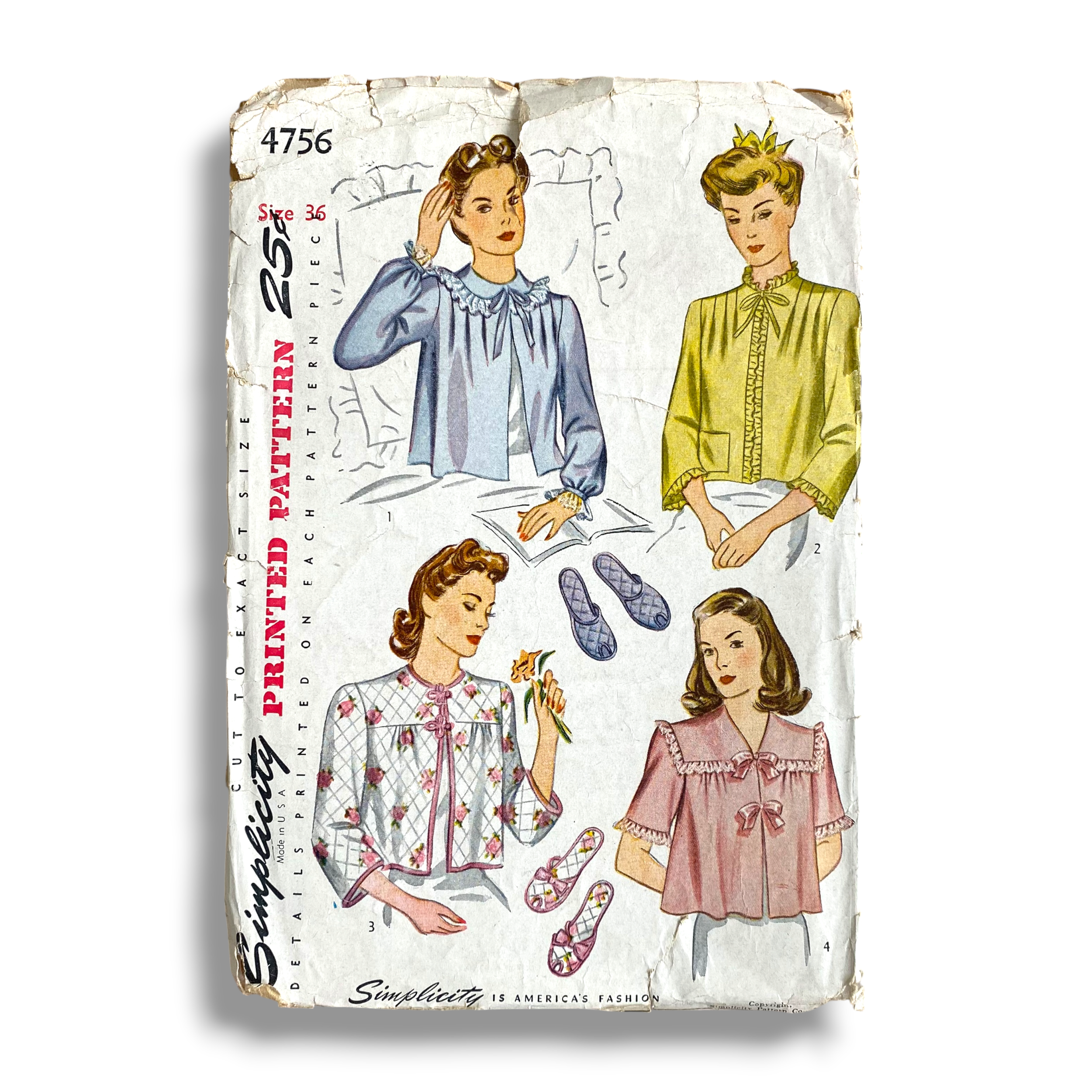 Simplicity 4756, 40s Bed Jackets and Slipper Set, Bust 36, Cut & Complete Vintage Sewing Pattern0.PNG