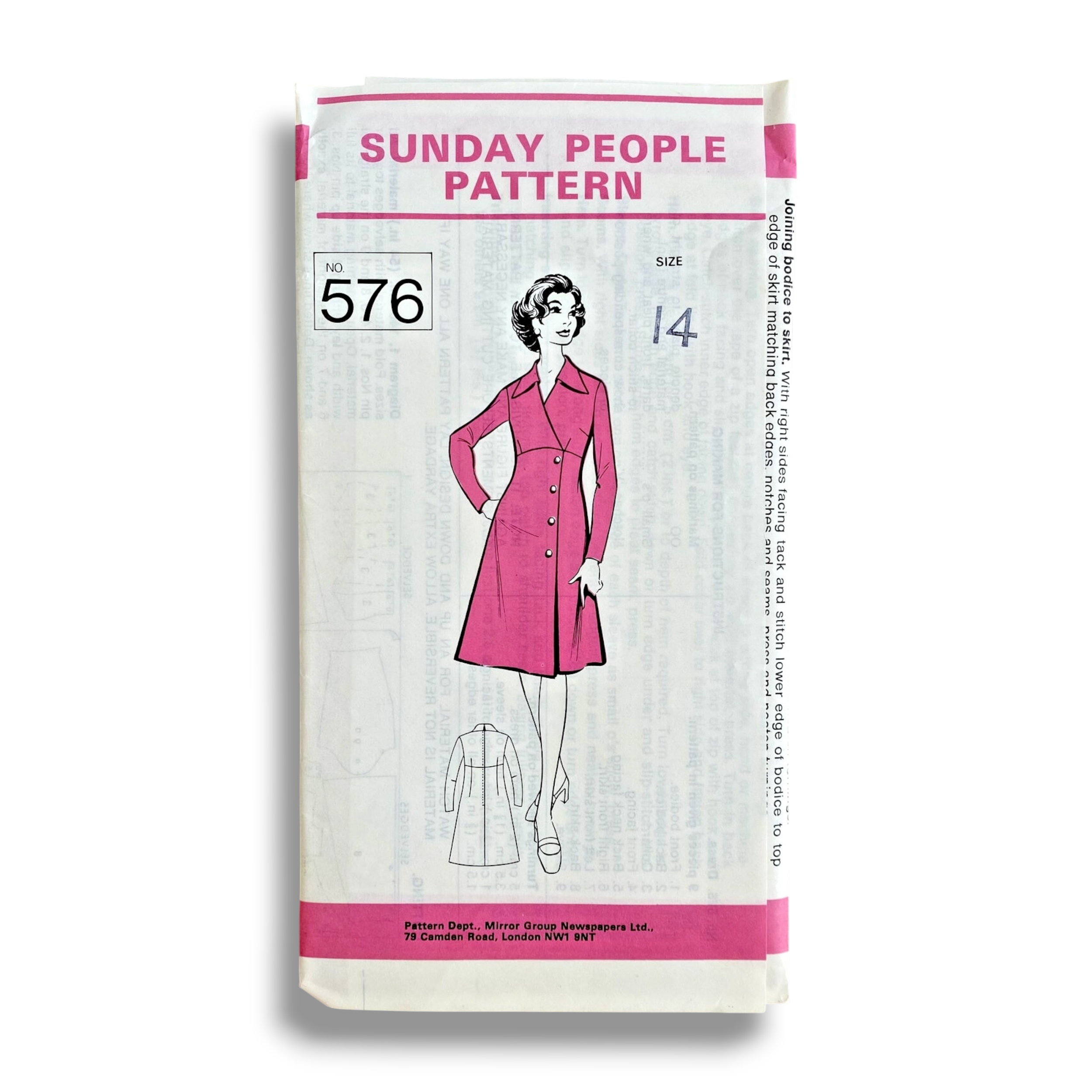The People 576, 60s Dress, Size 14, Cut & Complete, Vintage Sewing Pattern
