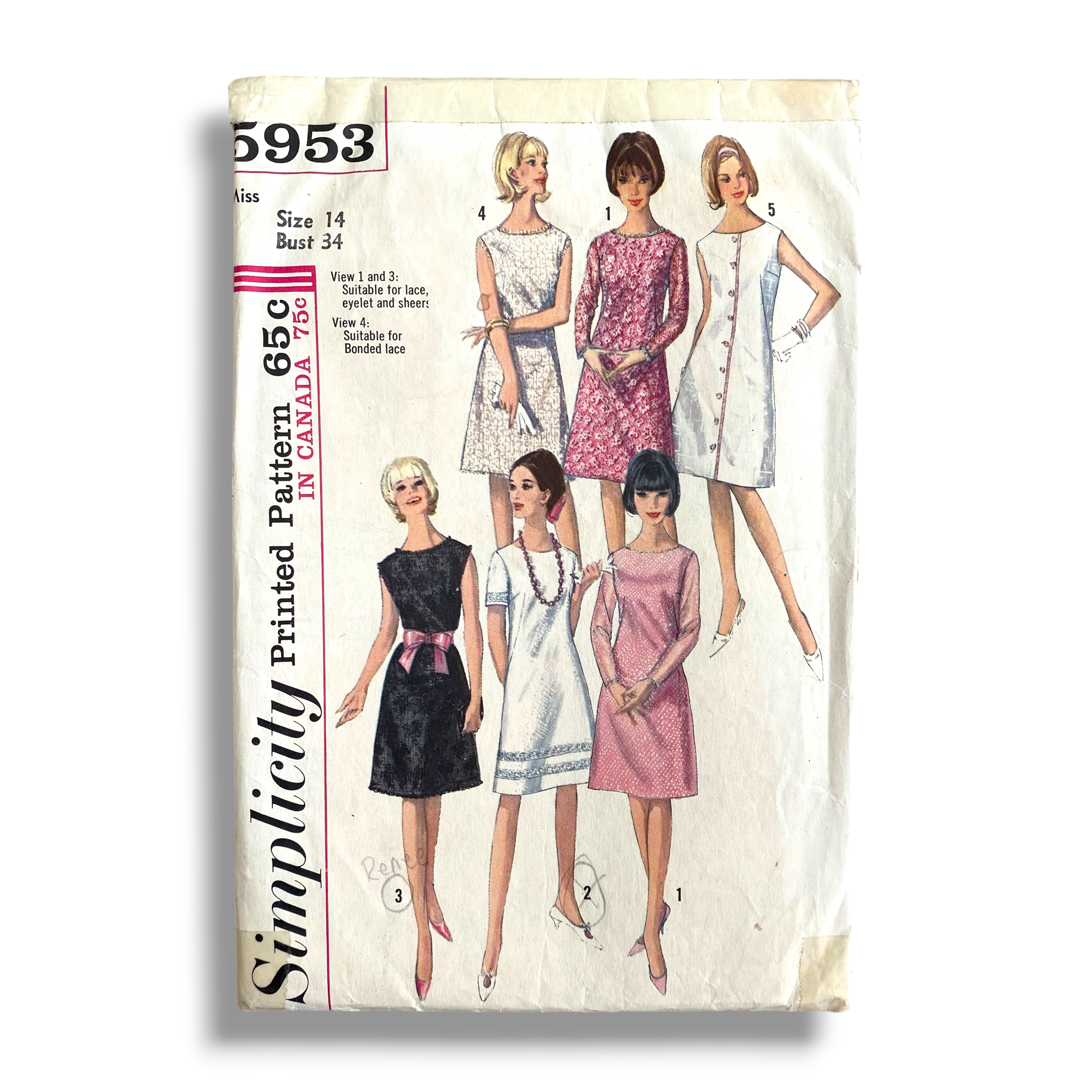 Simplicity 5953, 60s Dress, Size 14:34, Cut & Complete, Vintage Sewing Pattern0.PNG
