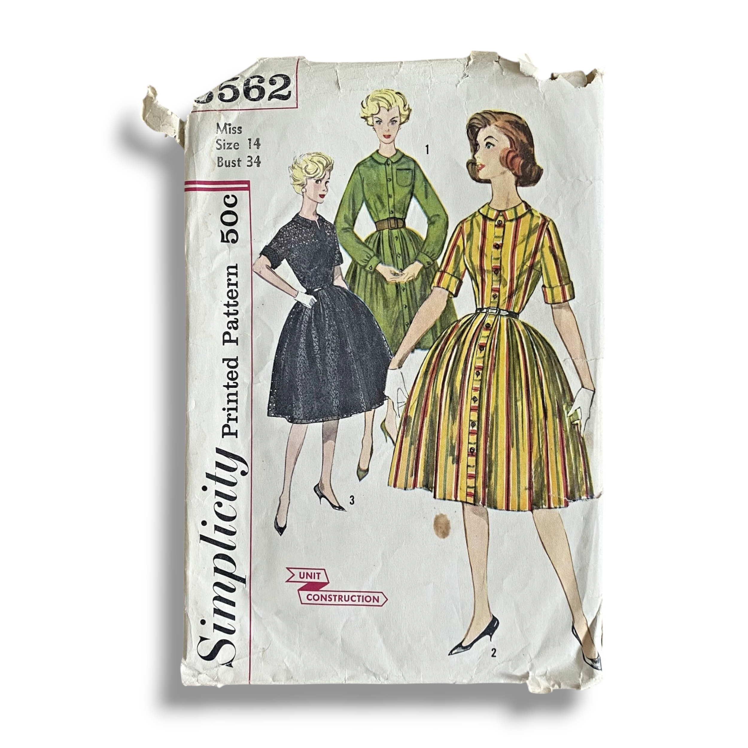 Simplicity 3562, 60s Dress, Size 14:34, Cut & Complete, Vintage Sewing Pattern.PNG