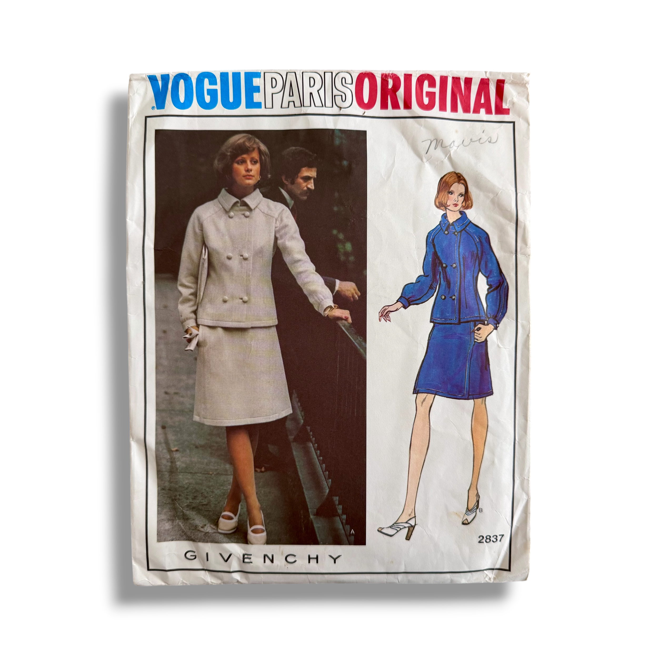 Vogue Paris Original 2837, 70s Givenchy Jacket & Skirt. Size 12 Bust 34, Incomplete, Vintage Sewing Pattern