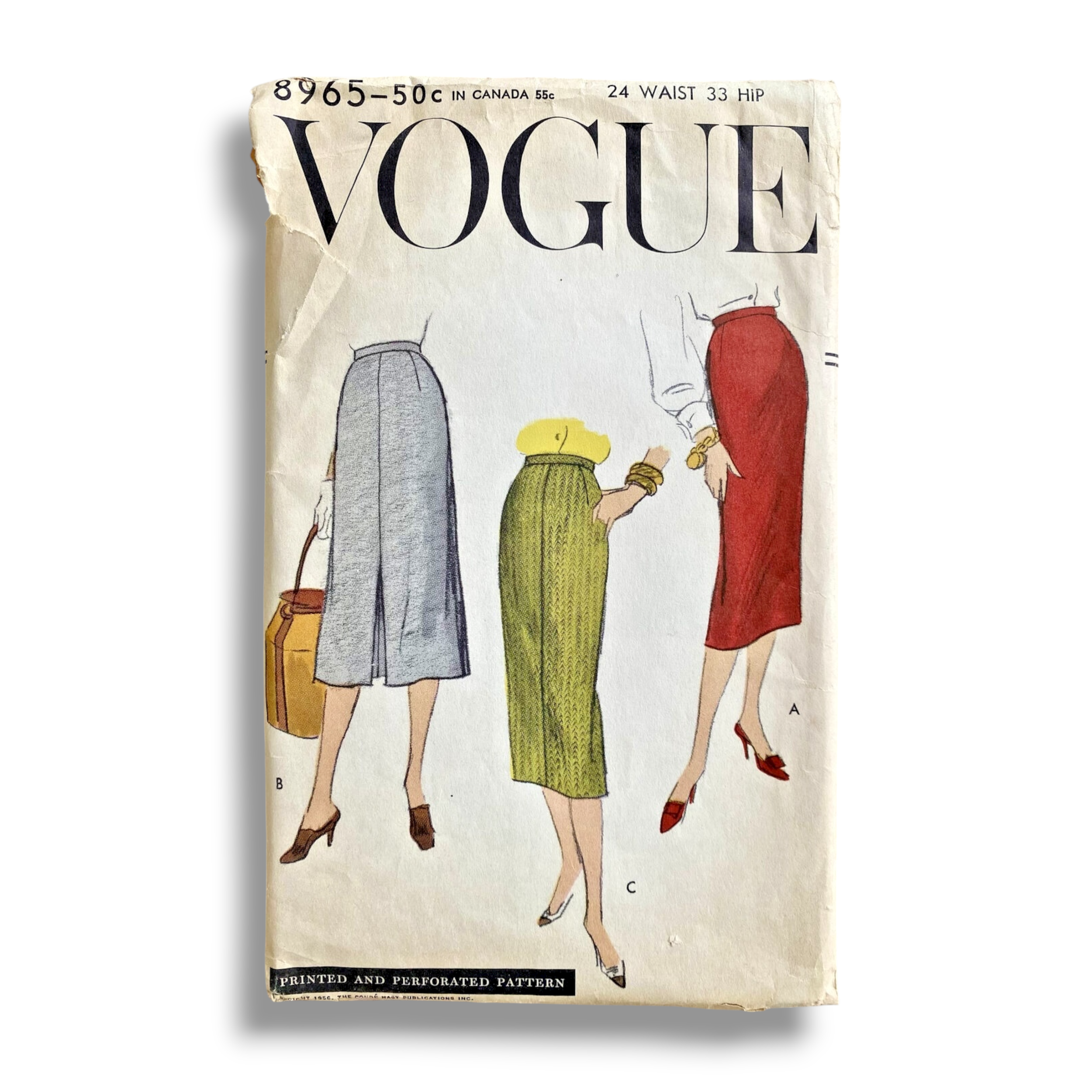 Vogue 8965, 50s Skirts, W24/H33, Cut & Complete, Vintage Sewing Pattern