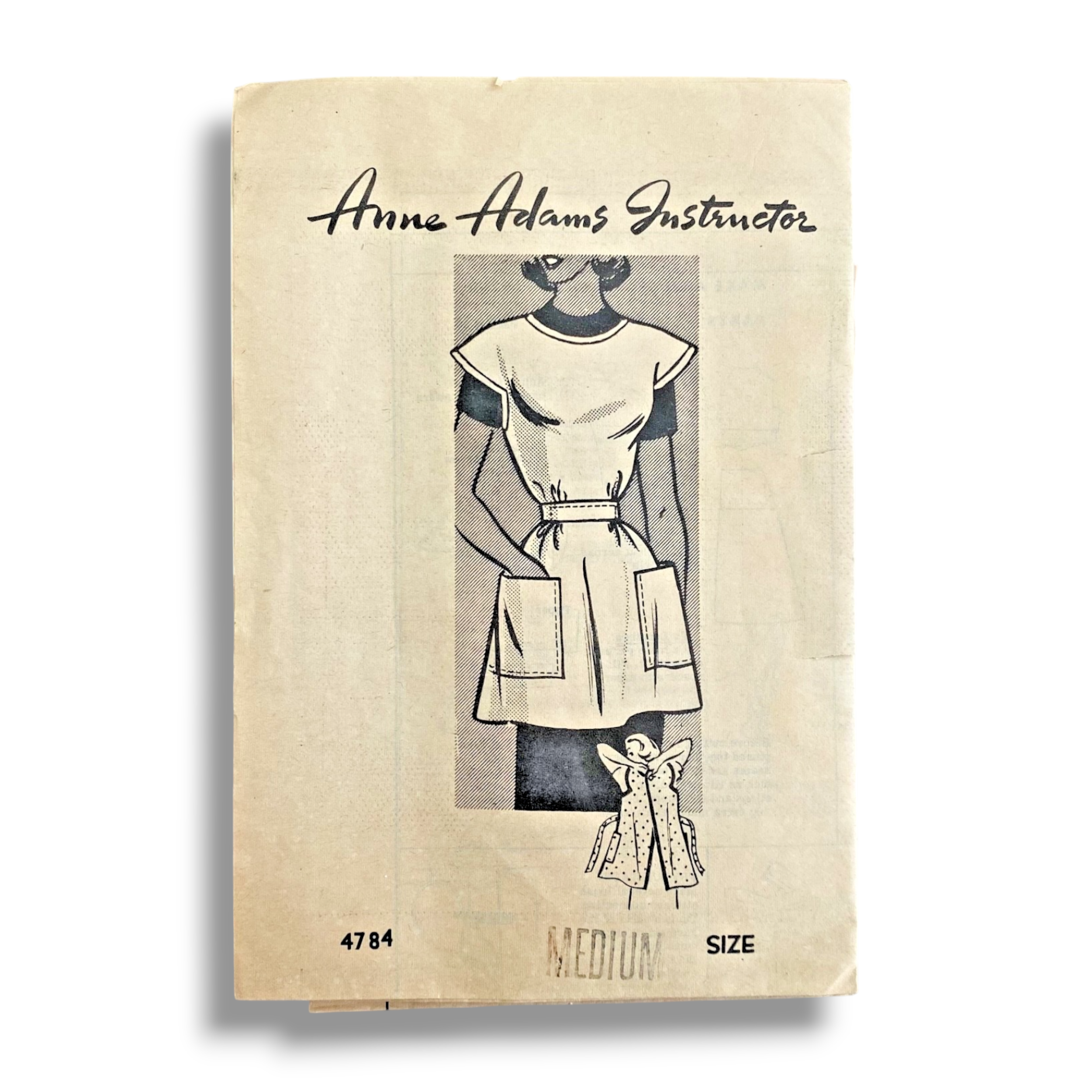 Anne Adams 4784, 40s Apron/Smock, Medium 14-16, Cut & Complete, Vintage Sewing Pattern