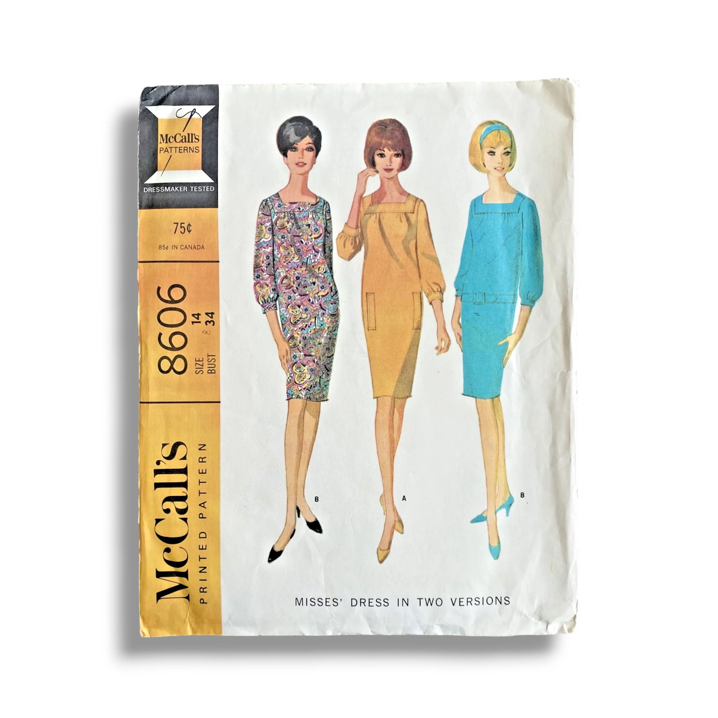 McCalls 8606, 60s Dress, Size 14:34, Cut & Complete, Vintage Sewing Pattern.jpg