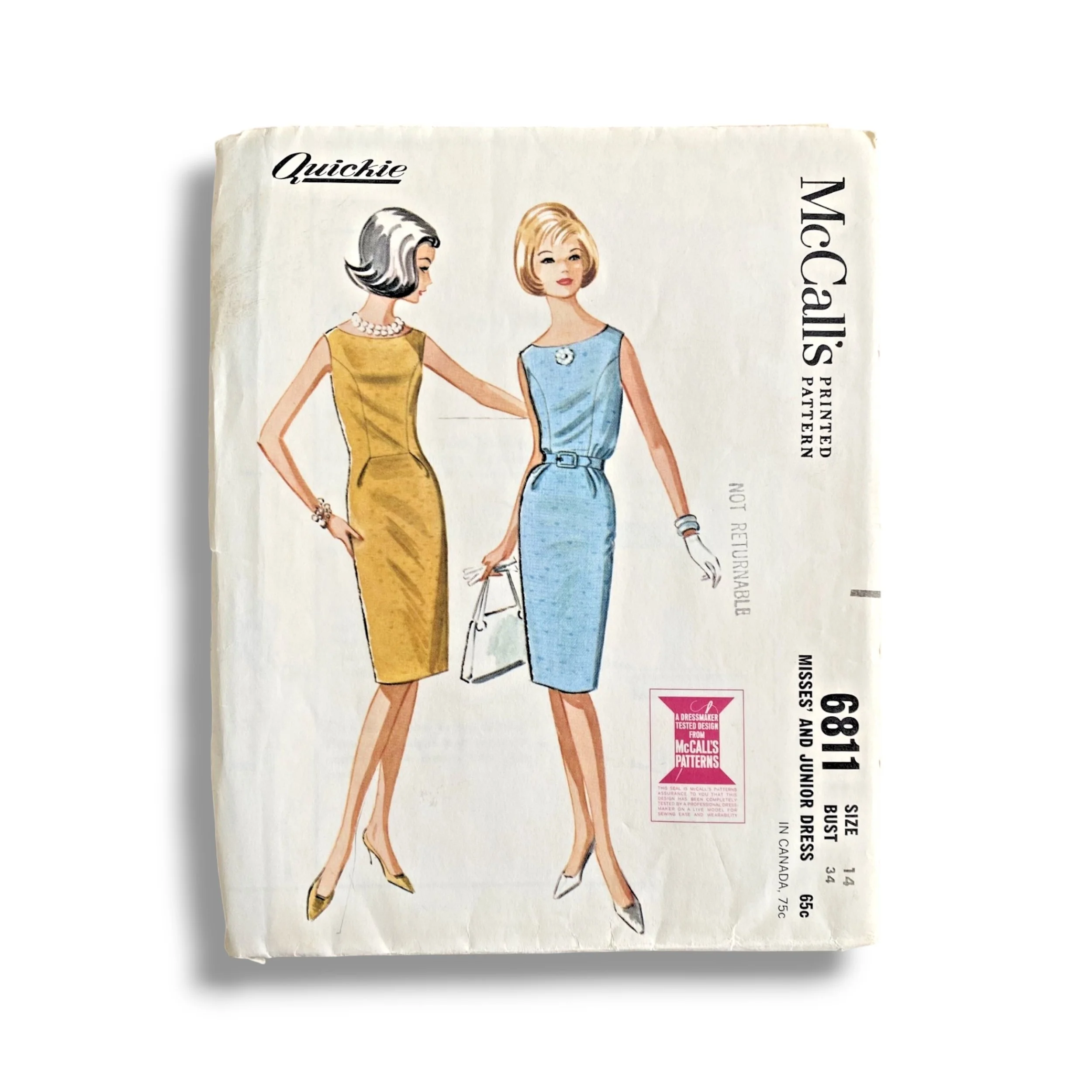McCalls 6811, 60s Dress, Size 14:34, Cut & Complete, Vintage Sewing Pattern.jpg