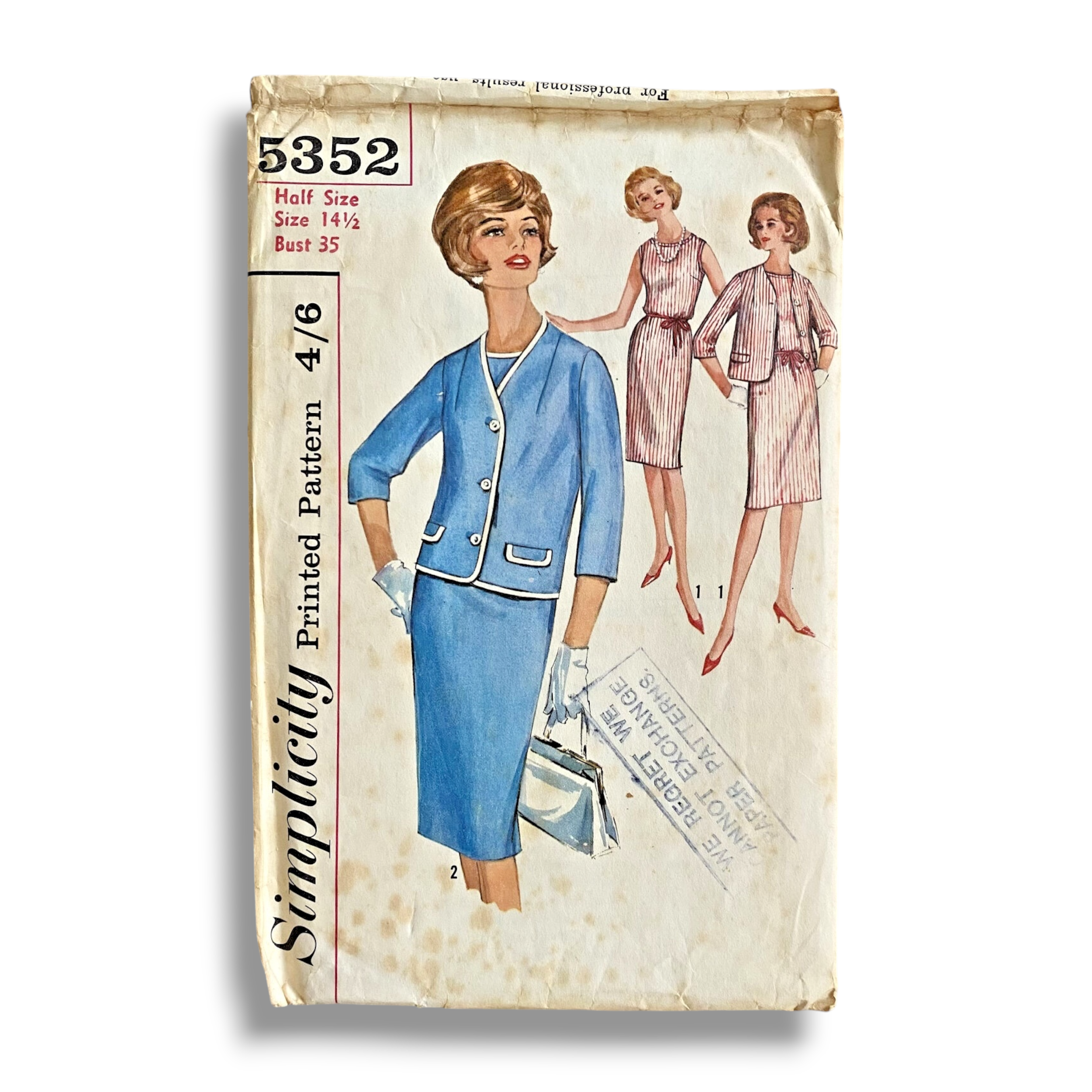 Simplicity 5352, 60s Dress/Jacket, Size 14.5/35, Cut & Complete, Vintage Sewing Pattern