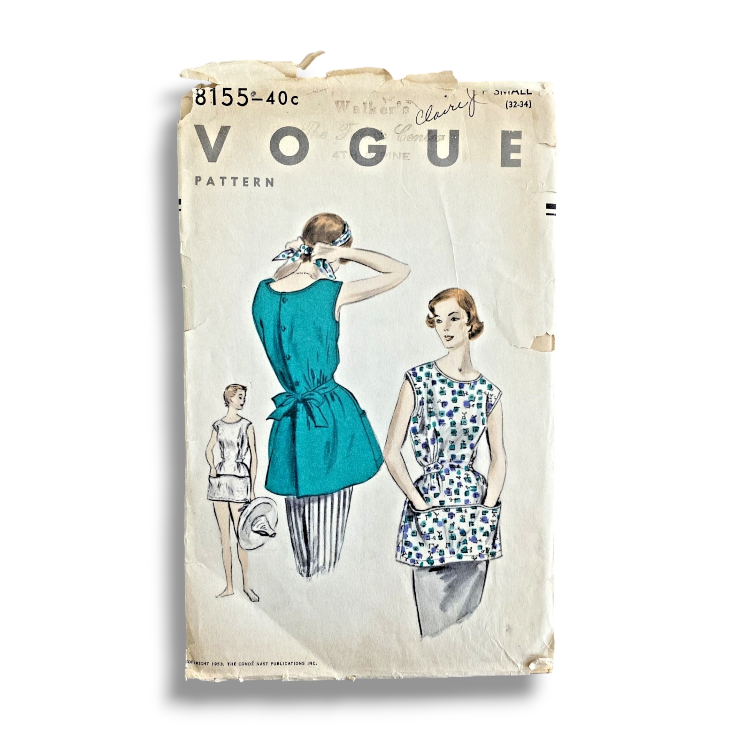 Vogue 8155, 50s Apron, Size Medium 14-16, Factory Folded, Vintage Sewing Pattern