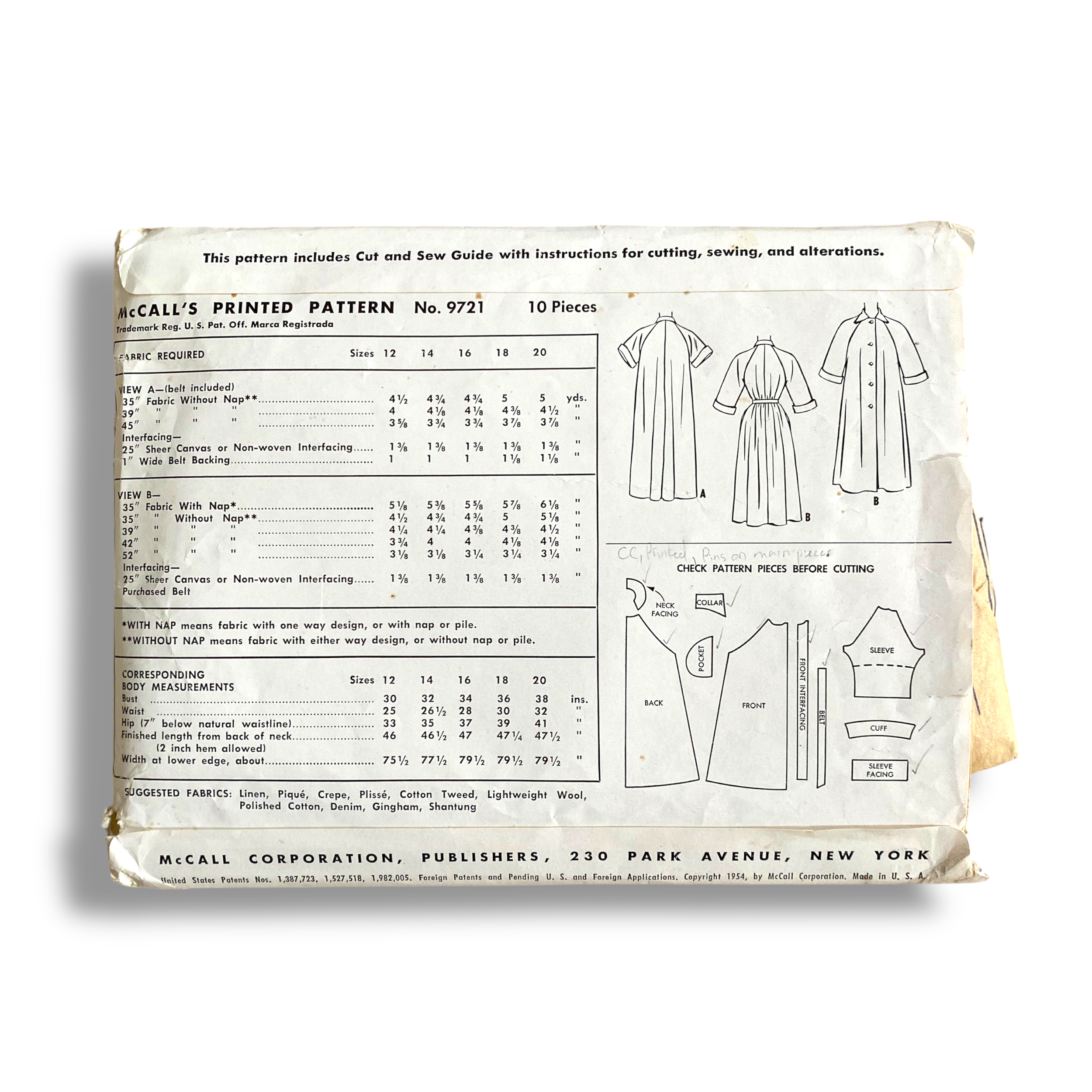 McCalls 9721, 50s Dress, Size 14:32, Cut & Complete, Vintage Sewing Pattern2.png