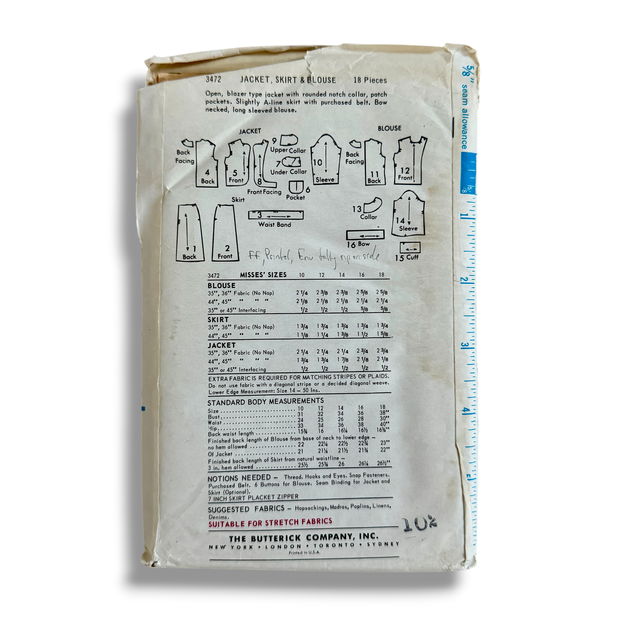 Butterick 3472, 60s Jacket, Skirt & Blouse, Size 16:36, Factory Folded, Vintage Sewing Pattern1.PNG