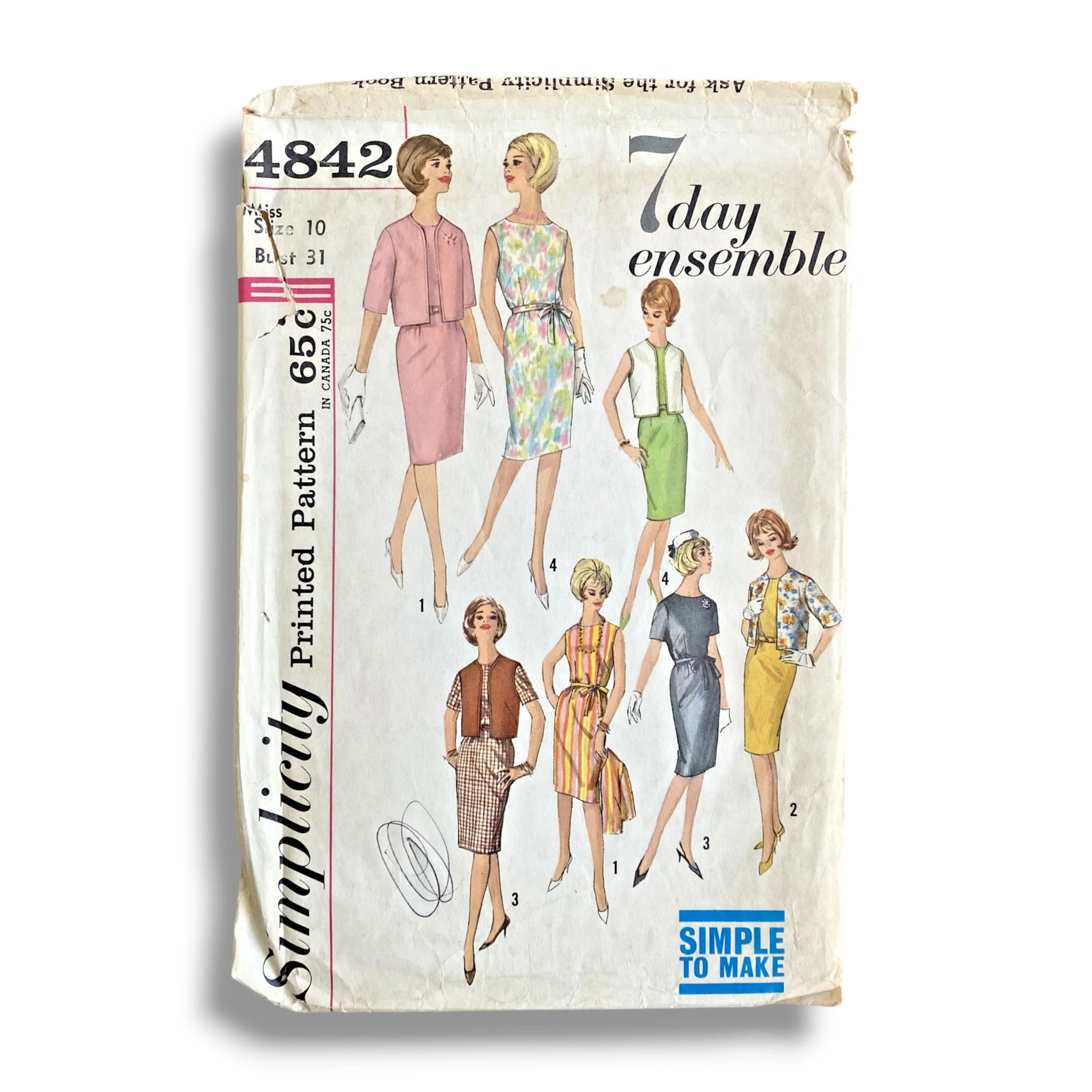 Simplicity 4842, 60s Dress:Jacket, Size 10:31, Cut & Complete, Vintage Sewing Pattern.jpg