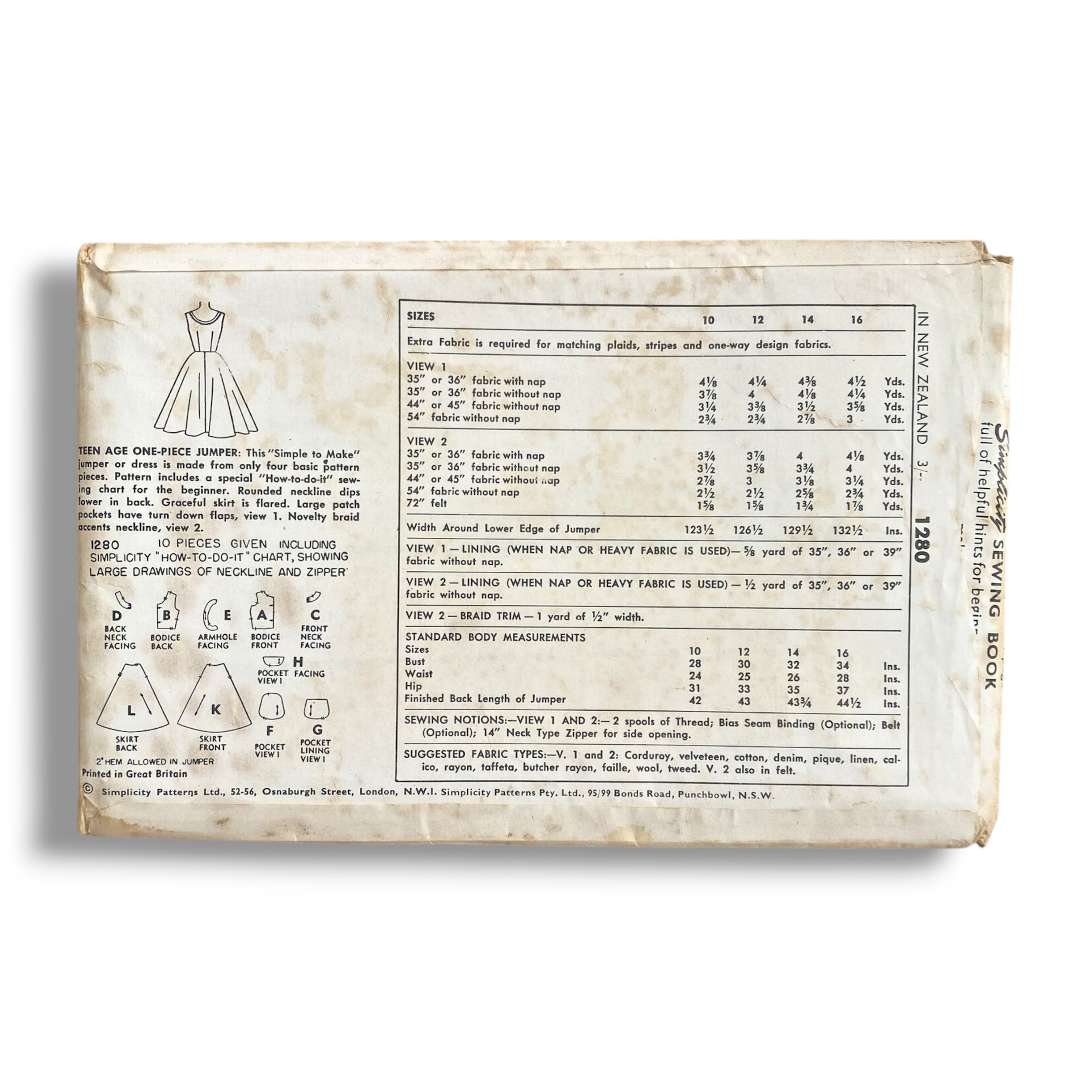 Simplicity 1280, 50s Dress, Size 14:32, Factory Folded, Vintage Sewing Pattern1.PNG