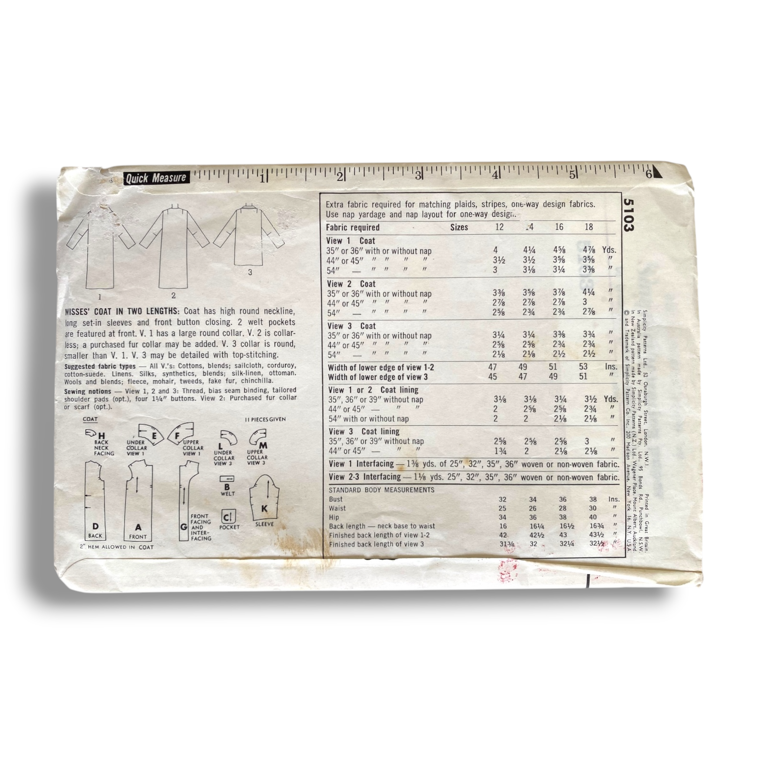 Simplicity 5103, 60s Coat, Size 14:34, Cut & Complete, Vintage Sewing Pattern1.PNG