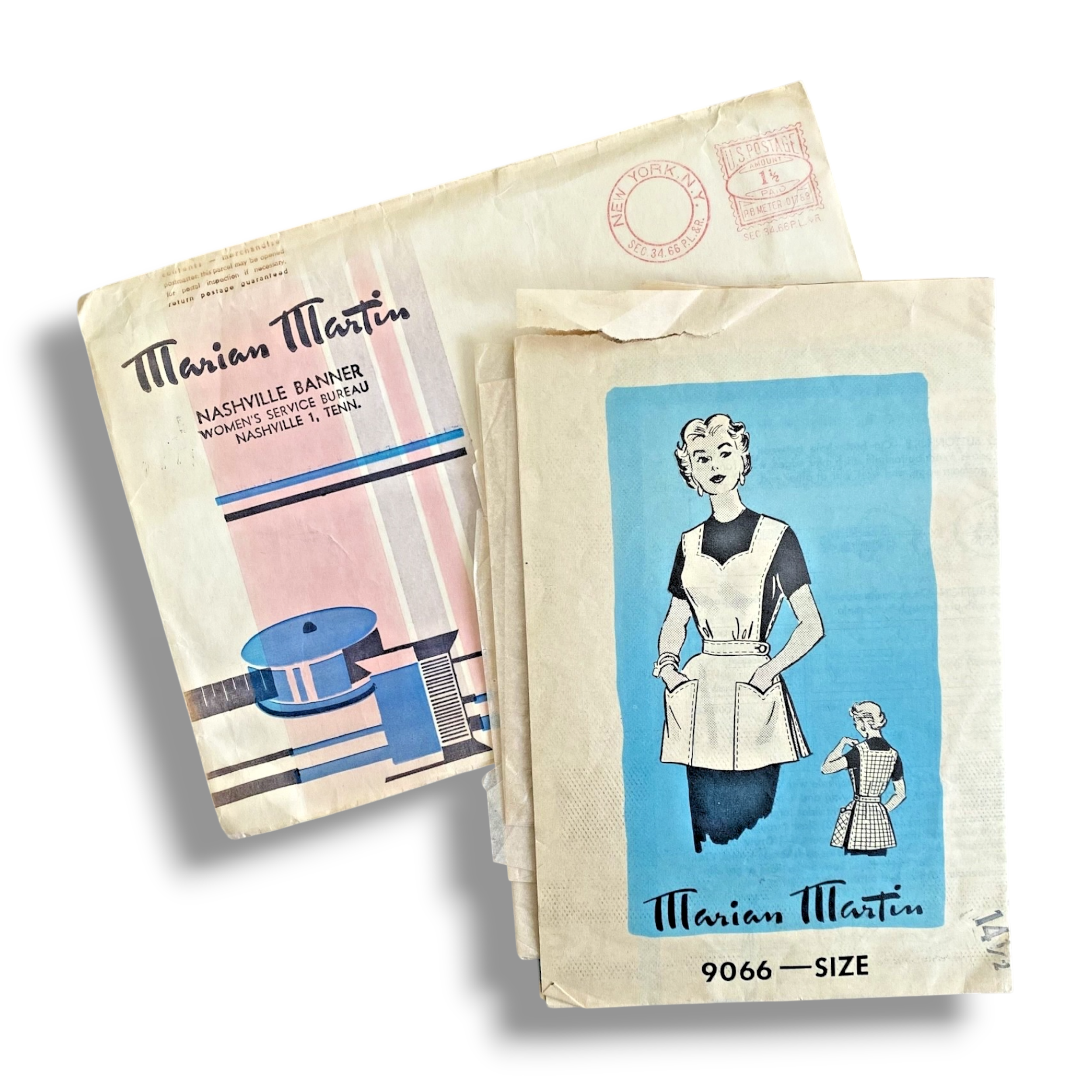 Marian Martin 9066, 50s Apron, Size 14.5, Cut & Incomplete, Vintage Sewing Pattern2.PNG