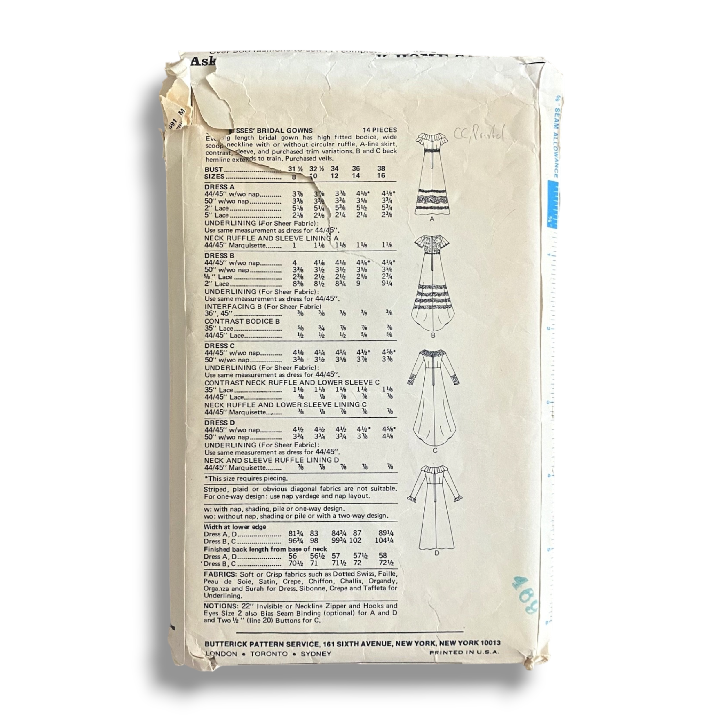 Butterick 3491, 70s Bridal Gowns, Size 14:36, Cut & Complete, Vintage Sewing Pattern1.PNG